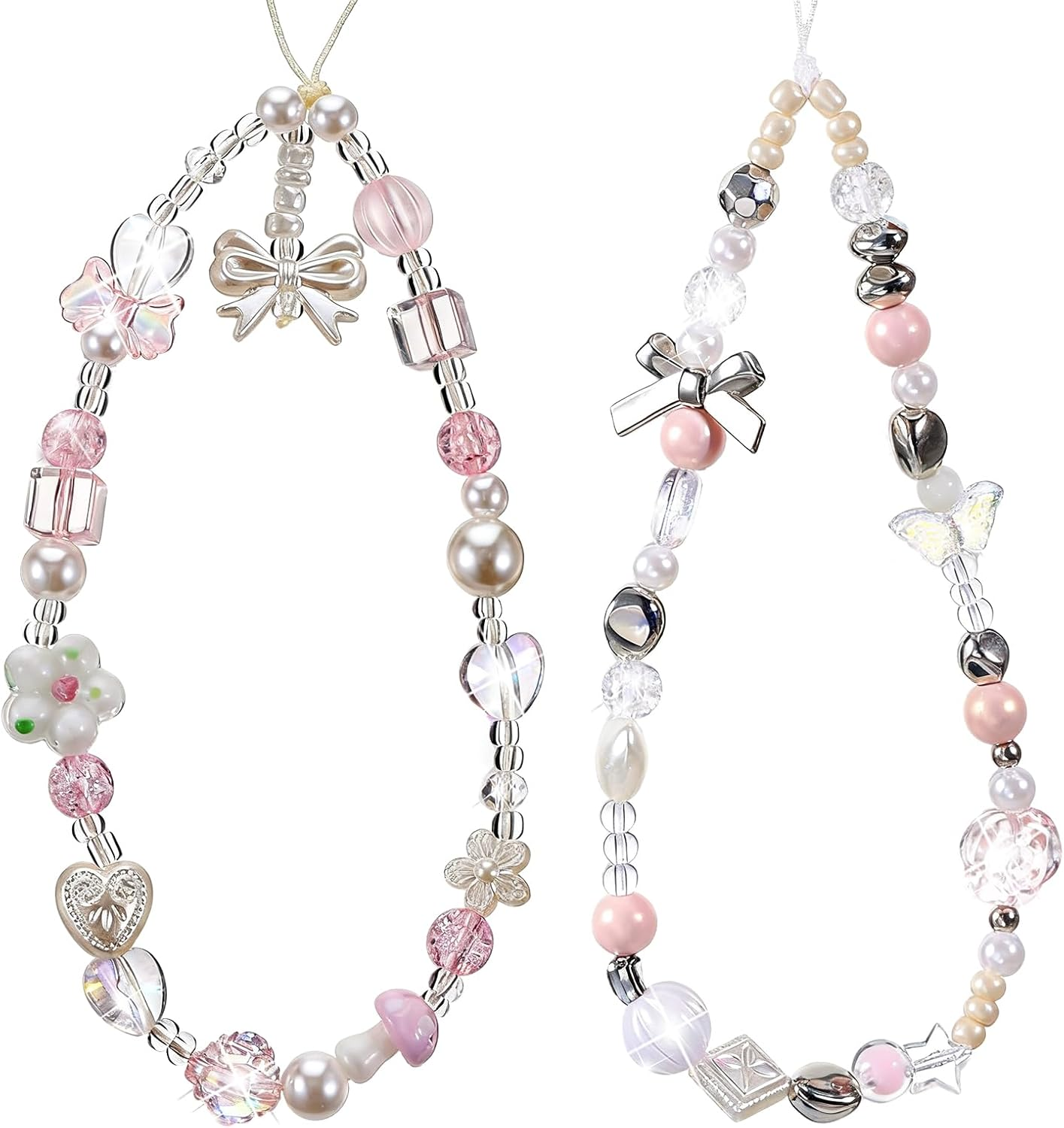 XLIUAX Camera Wrist Strap, Phone Wrist Charm Beaded Camera Strap Phone Wristlet Charms Digital Cameras Lanyards for Keychain Bag Bow Accessories Aesthetic Charms image number 4