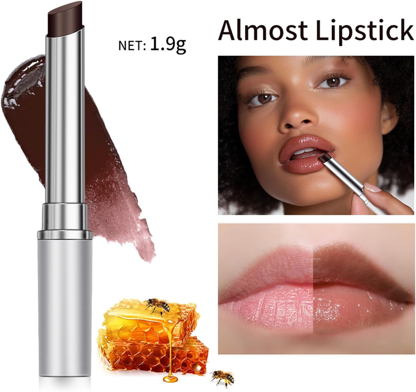 Black Honey Lipstick, Honey Lipstick for Women, Natural Glossy Lips Balm, Sheer Lips, Nourishing and Hydrating Lip Gloss image number 5