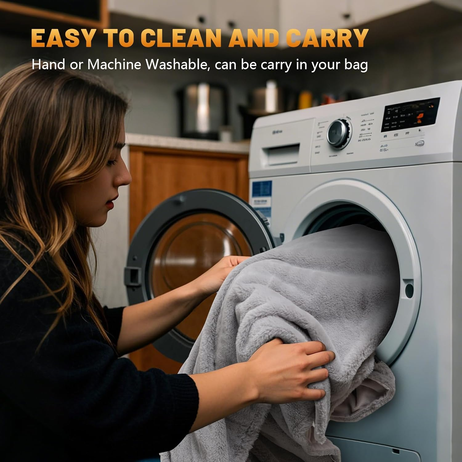 Portable Heated Shawl Travel Throw Blanket, Single Heated Poncho Electric Wraps with 3 Heating Levels & Zipper, Soft Plush Warm Shawl Wearable for Home Office,Usb Charging (No Power),150X80Cm