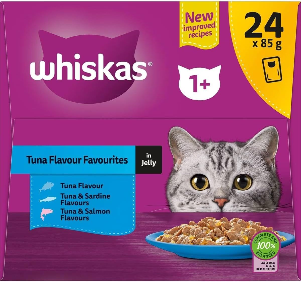 Whiskas Tuna Flavour Favourites in Jelly Wet Cat Food for 1+ Year 85 G (Pack of 24) image number 3