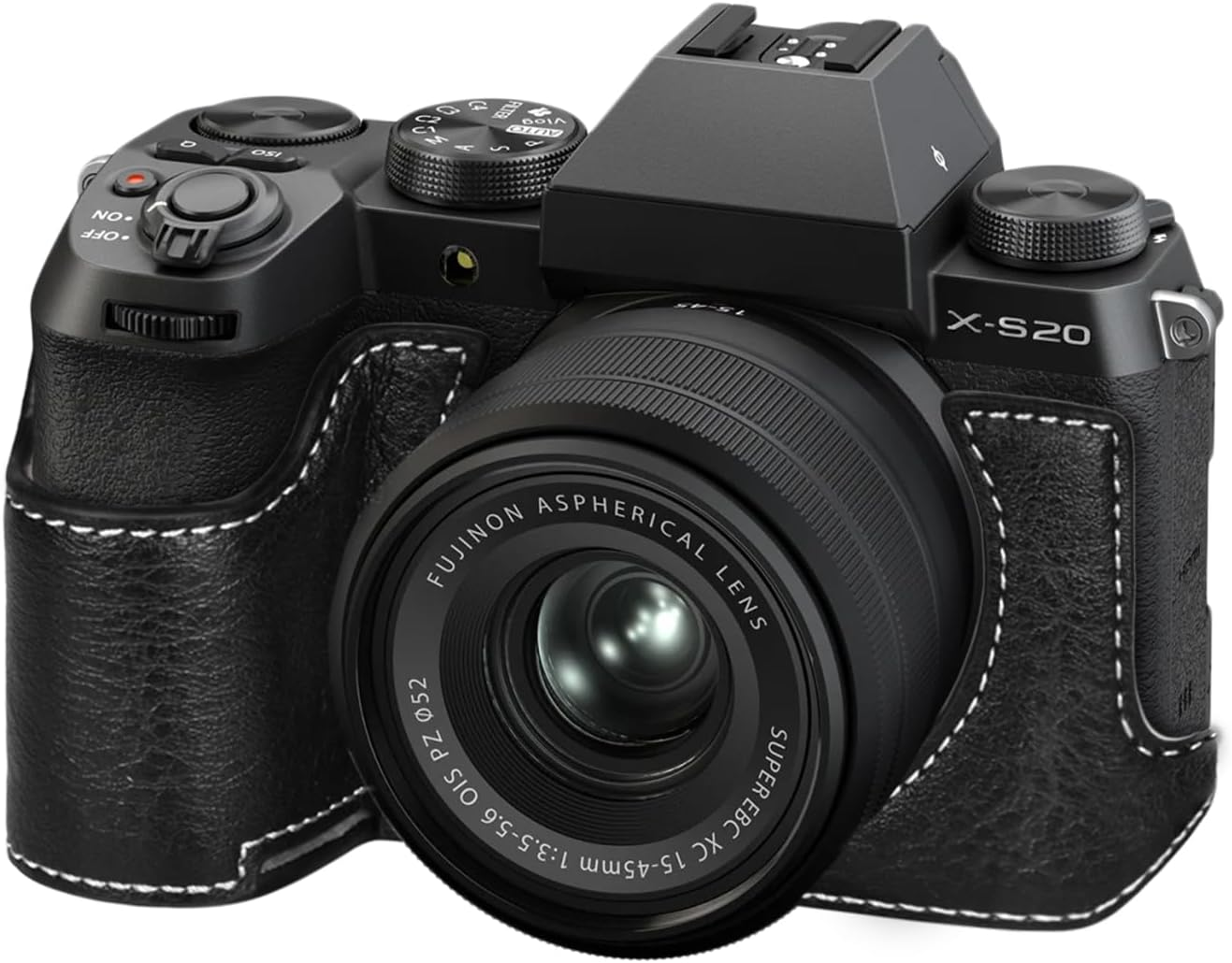 VOVMOEYA XS20 Case,Half Camera Case for Fuji XS20,PU Leather Camera Half Case Compatible with Fujifilm X-S20 Digital Camera - Black