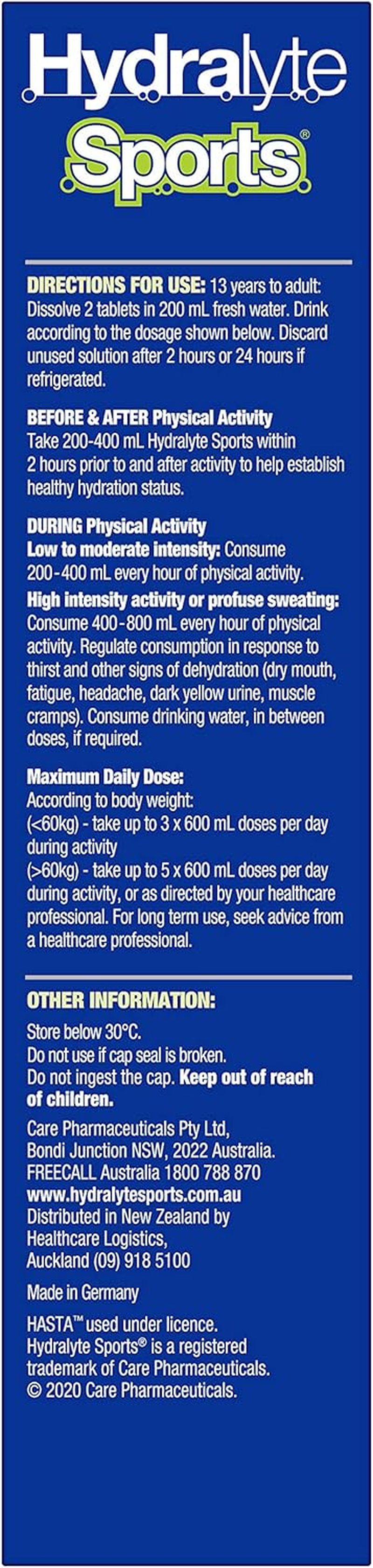 Hydralyte Sports Effervescent Electrolyte Tablets Lemon Lime Flavoured 20 Tablets image number 2