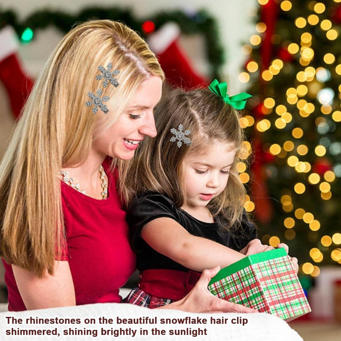 Pack of 8 Valentine'S Day Snowflakes Hair Clips Shiny Rhinestone Alloy Snowflake Hair Clips Set, Crystal Hair Pins for Women Girls Wedding Christmas image number 3