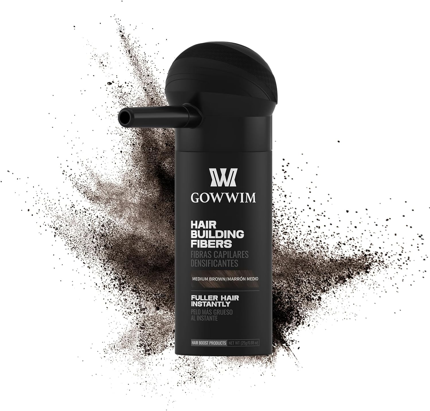 Gowwim Hair Thickening Fibers Best 2-In-1 Kit Set,Keratin Hair Building Fibers & Spray Application Atomizador Pump Nozzle & Hair Fiber Lock Hold Spray,Instantly Cover Sparse Hair Areas (Mid Brown) - Light Brown image number 4