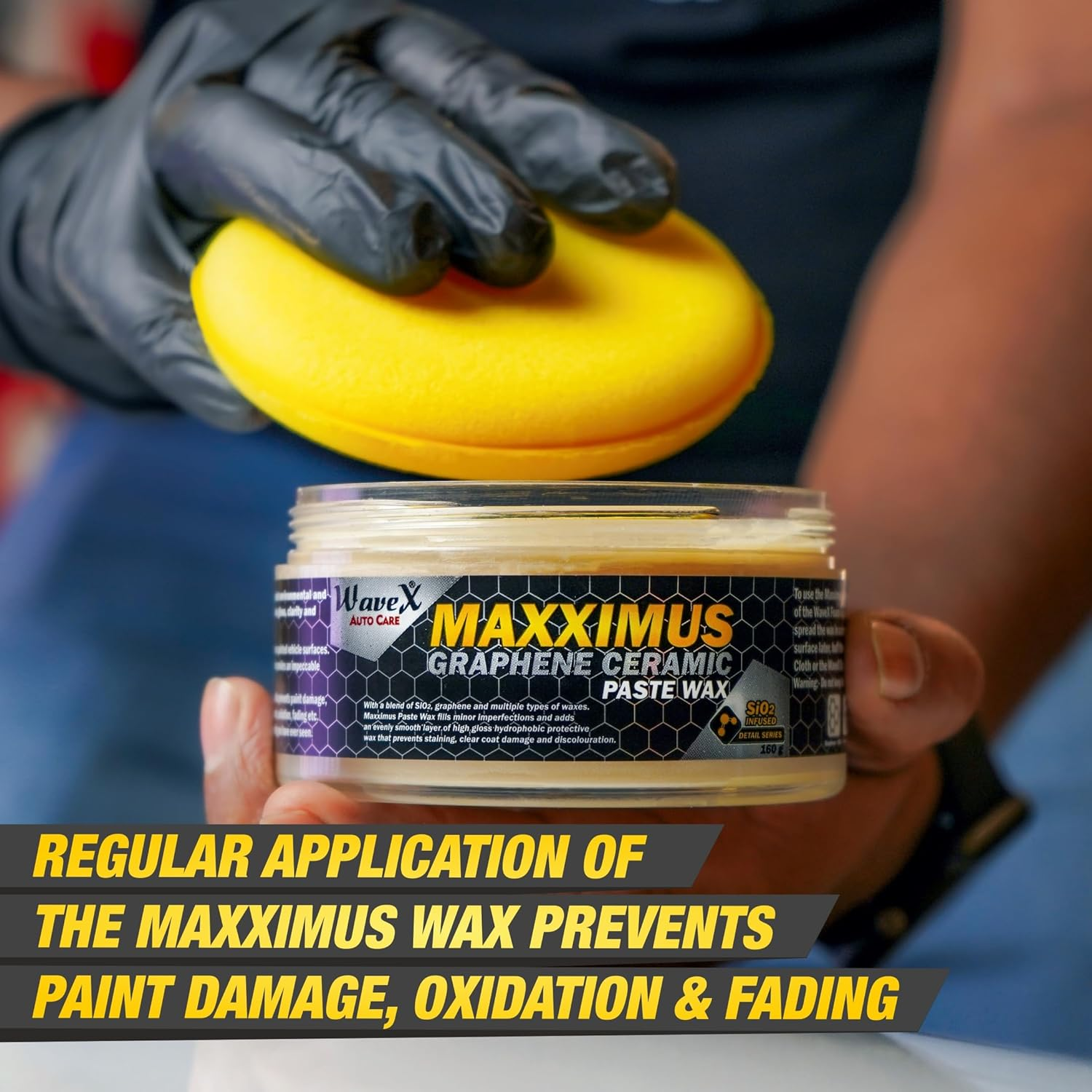 Wavex Ceramic Graphene Paste Wax Infused with Sio2 160G Premium Graphene Rich Wax for Superior Hydrophobicity, Gloss and Paint Protection image number 1