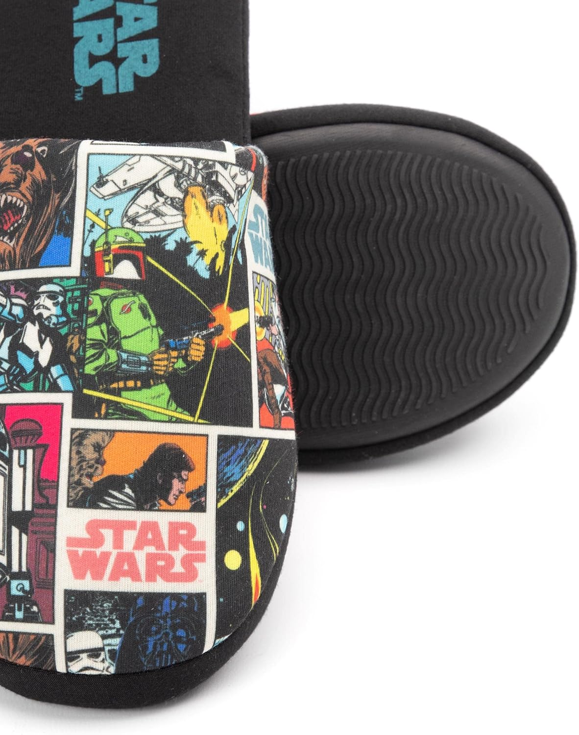 STAR WARS Slippers Mens Adults Comic Slip-On Black House Shoes image number 2