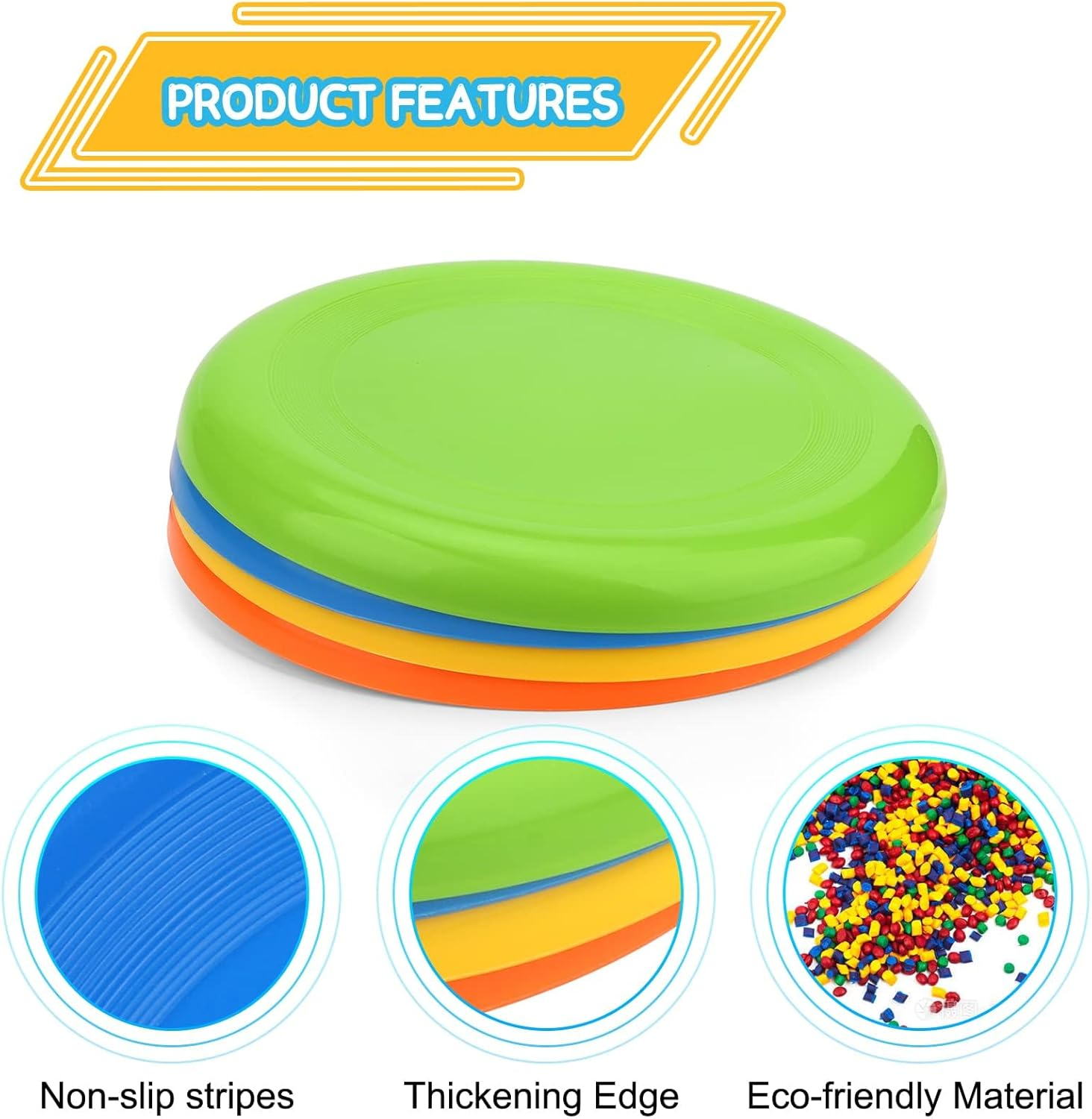 Jumbo 8" Flying Disc Toys for Kids Adults, Flying Saucer Sport Yard Disc Toy for Outdoor Beach Accessories Backyard Lawn Park, Sturdy ABS Sports Toy for Boys Girls 8 PCS image number 2