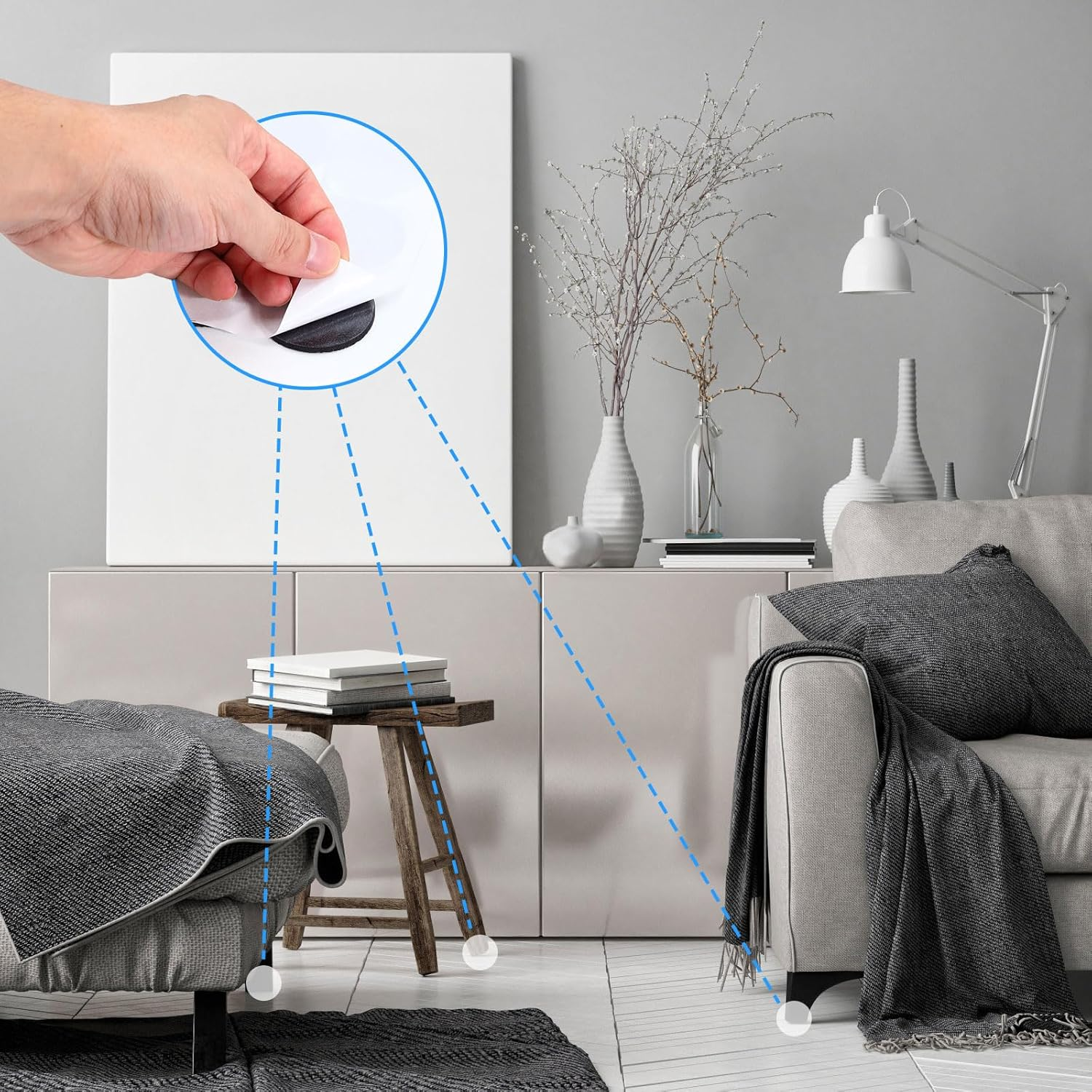 ASTIMESA 90 Pcs 3 Sizes round Anti-Skidding Furniture Pads, Self-Adhesive Rubber Feet Chair Leg Hardwood Floor Protectors, anti Scratches Furniture Sliders for Tiles Table Black (Round 90Pcs) image number 4