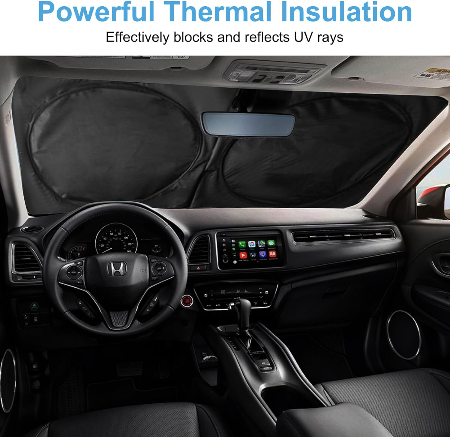 Windshield Sun Shade, Premium Foldable Windshield Sun Cover, Car Windscreen & Dashboard Heat Protector, Compact Folding Design for Easy Storage, Fits Most Sedans, Suvs & Trucks (Size: 160X85Cm) image number 1