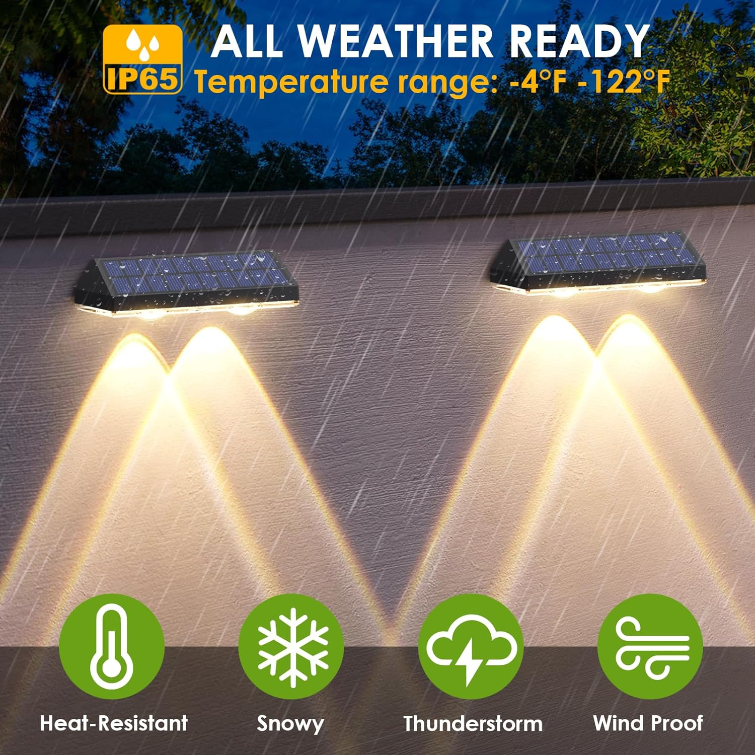 Solar Fence Lights Outdoor Waterproof LED - 3000/4000/6000K 3 Mode, IP65 Waterproof Fence Lights Solar Powered, Solar Wall Lights for Outside, Backyard/Step/Patio/Deck Fence/Stair Railings (12 Pack) image number 2