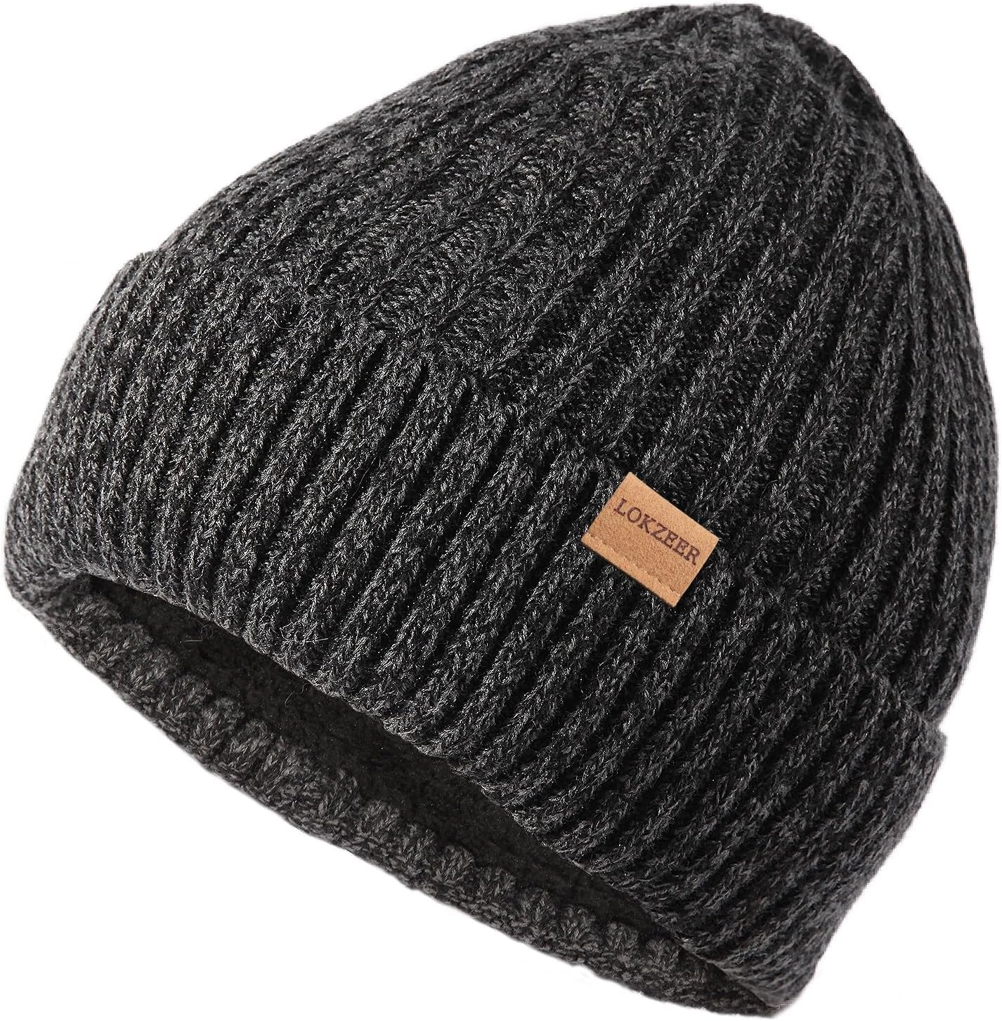 LOKZEER Winter Beanie Hat for Men and Women: Warm Knit Skull Hat with Thermal Thick Polar Fleece Lining Snow Cap Winter Gifts for Family and Friends image number 1