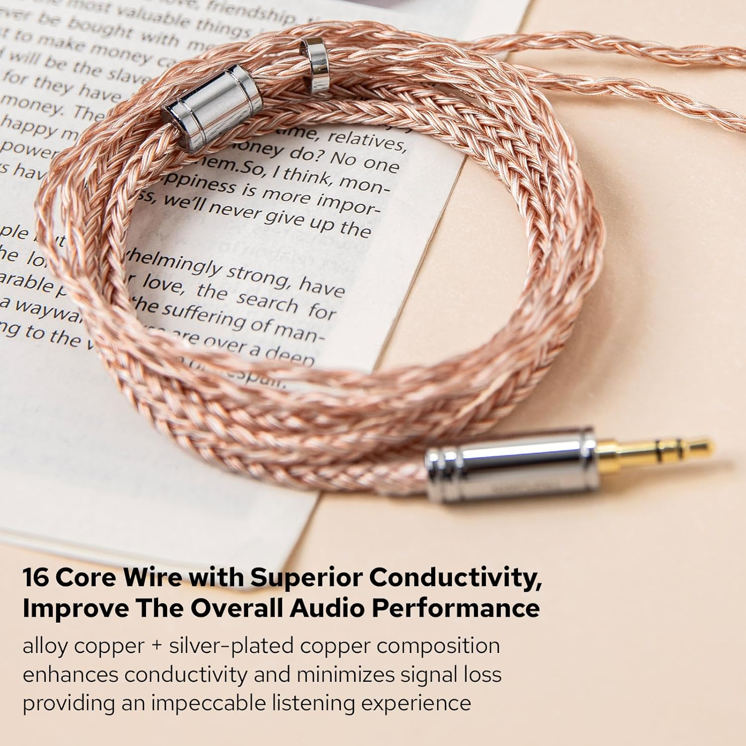 Linsoul Tripowin C-02 IEM Cable, 16 Core Silver-Plated Alloy Copper Earphone Cable, with PVC Jacket, 0.46 Low Impedance, Hifi Replacement Cable for Wired Earbuds (2Pin, 4.4Mm) image number 1