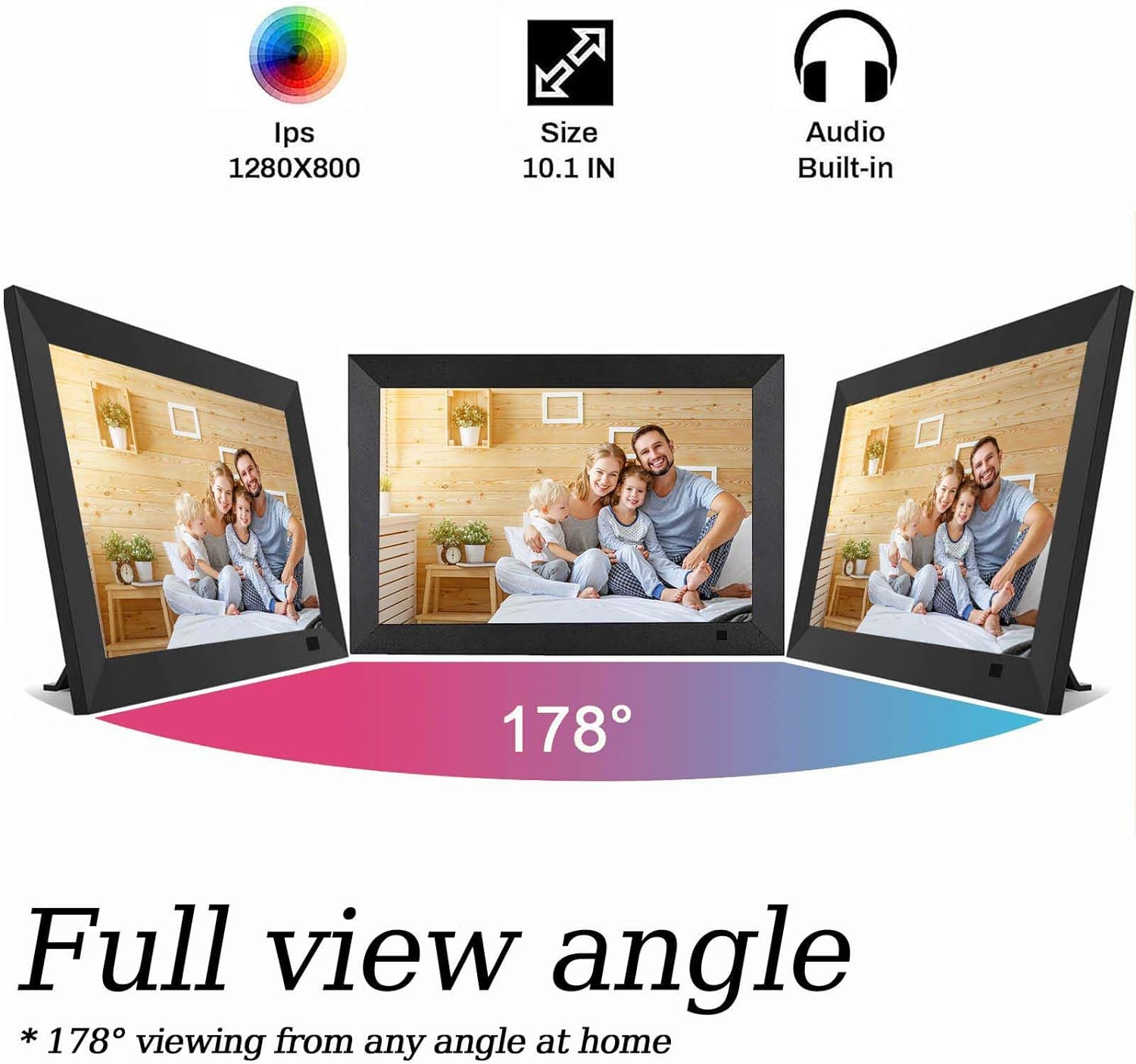 Digital Photo Frame, 10.1 Inch Remote Control Digital Picture Frame 1280*800 IPS High Resolution 16:10 Display, Electronic Picture Frame Support Auto-Rotate/Image Preview /Video /Calendar Clock image number 1