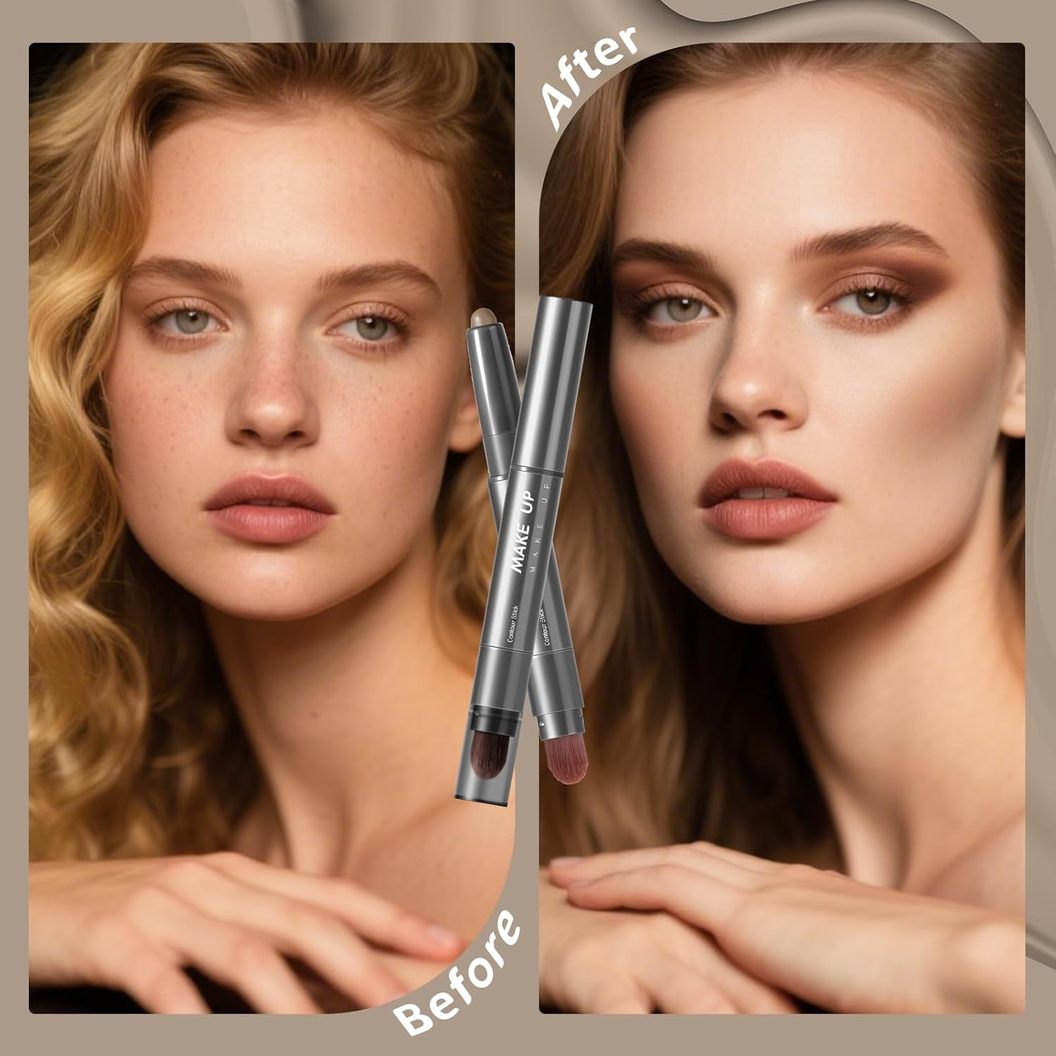 DAGEDA Cool Toned Contour Stick,Cream Contour Makeup with Brush,Lightweight, Blendable, Longlasting Creamy Bronzer Stick, Matte Finish Natural Face Contouring Makeup image number 1