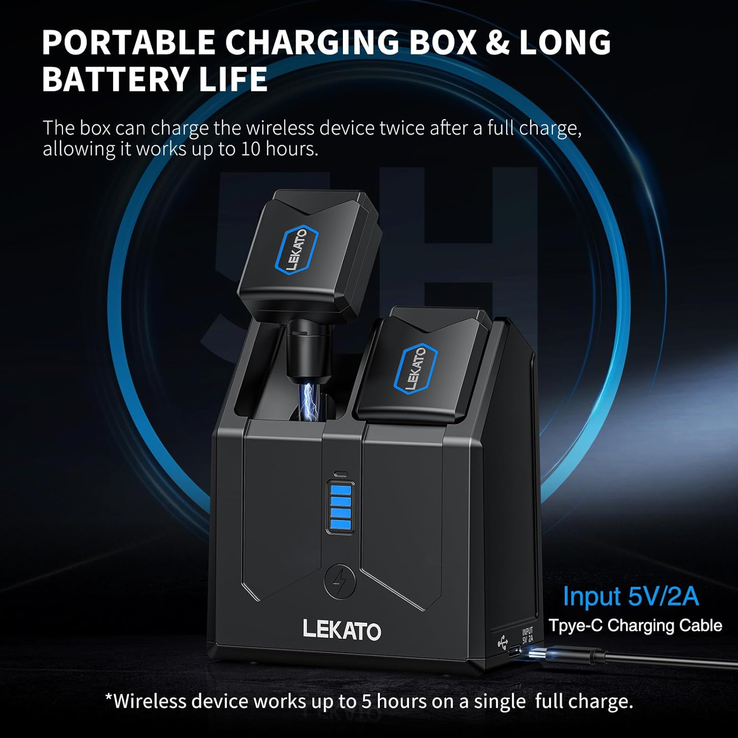 LEKATO Wireless Guitar System with Charging Box 5.8Ghz Audio Wireless Transmitter Receiver Wireless Guitar Transmitter and Receiver Rechargeable Wireless Audio System for Electric Guitar Bass