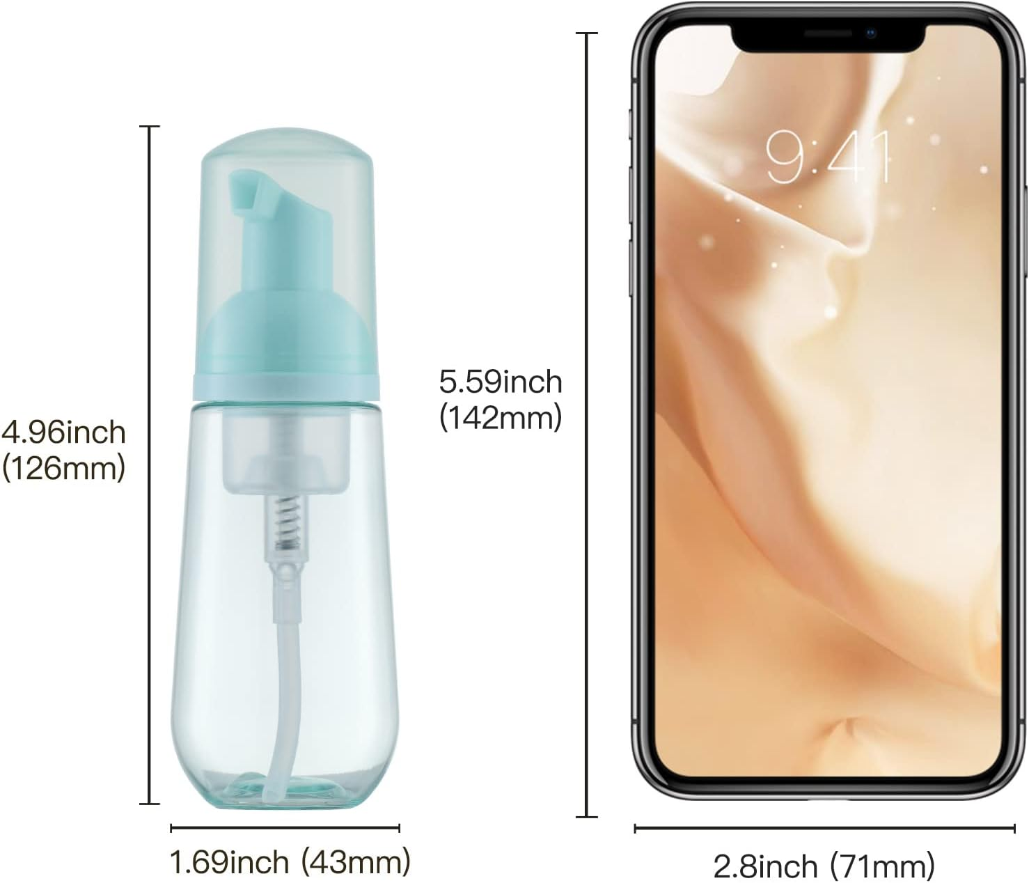 Tekson Soap Foam Bottle, Empty Travel Foaming Lash Shampoo for Cleanser, Dispenser (60Ml, 2 Fl Oz)