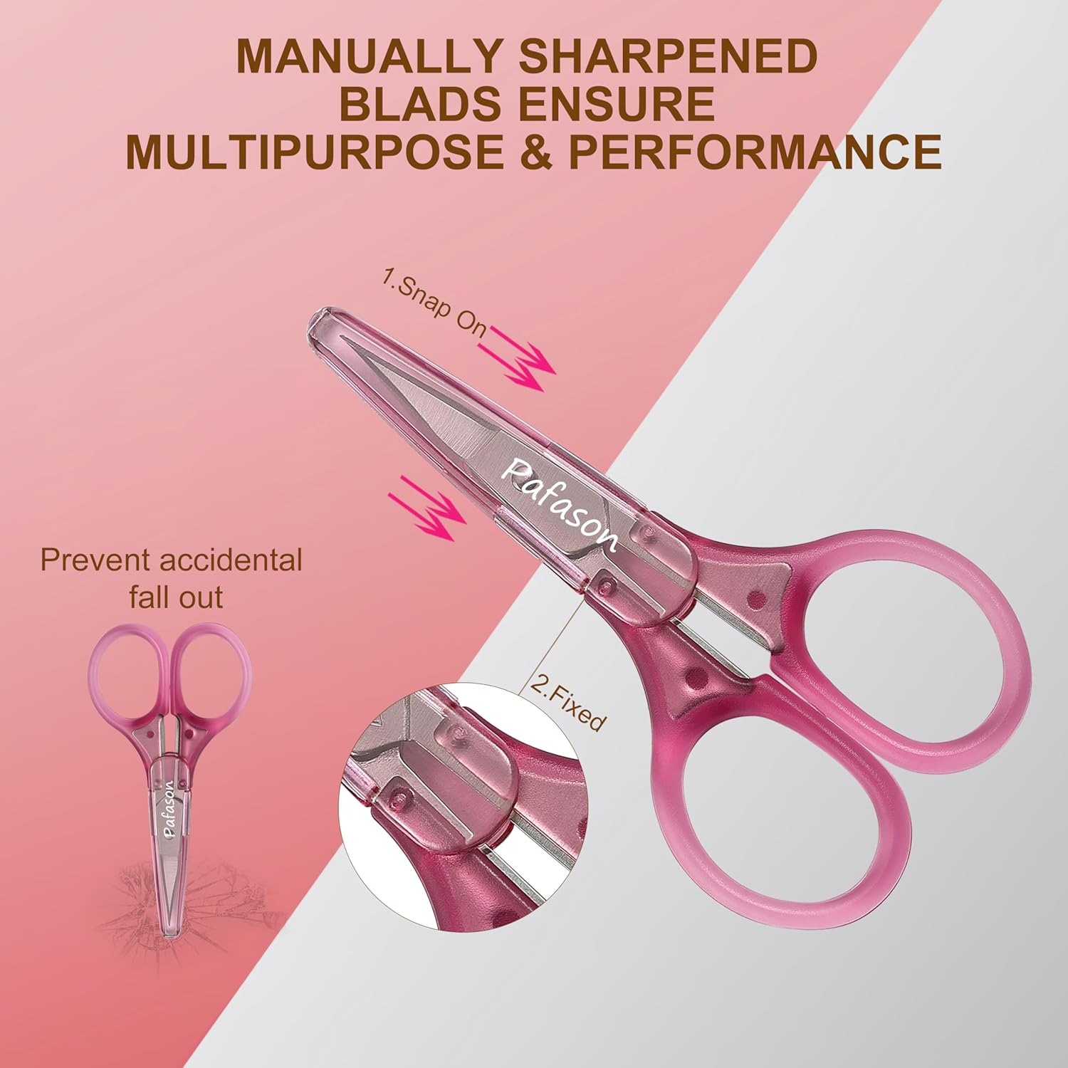 PAFASON Mini Precise Craft Scissor Set 2 PC Straight for Scrapbooking Quilting DIY Sewing Knitting Embroidery Cross Stitch Crochet Thread Yarn Paper Detail Fabric Cutting Stainless Steel, Safety Case image number 2