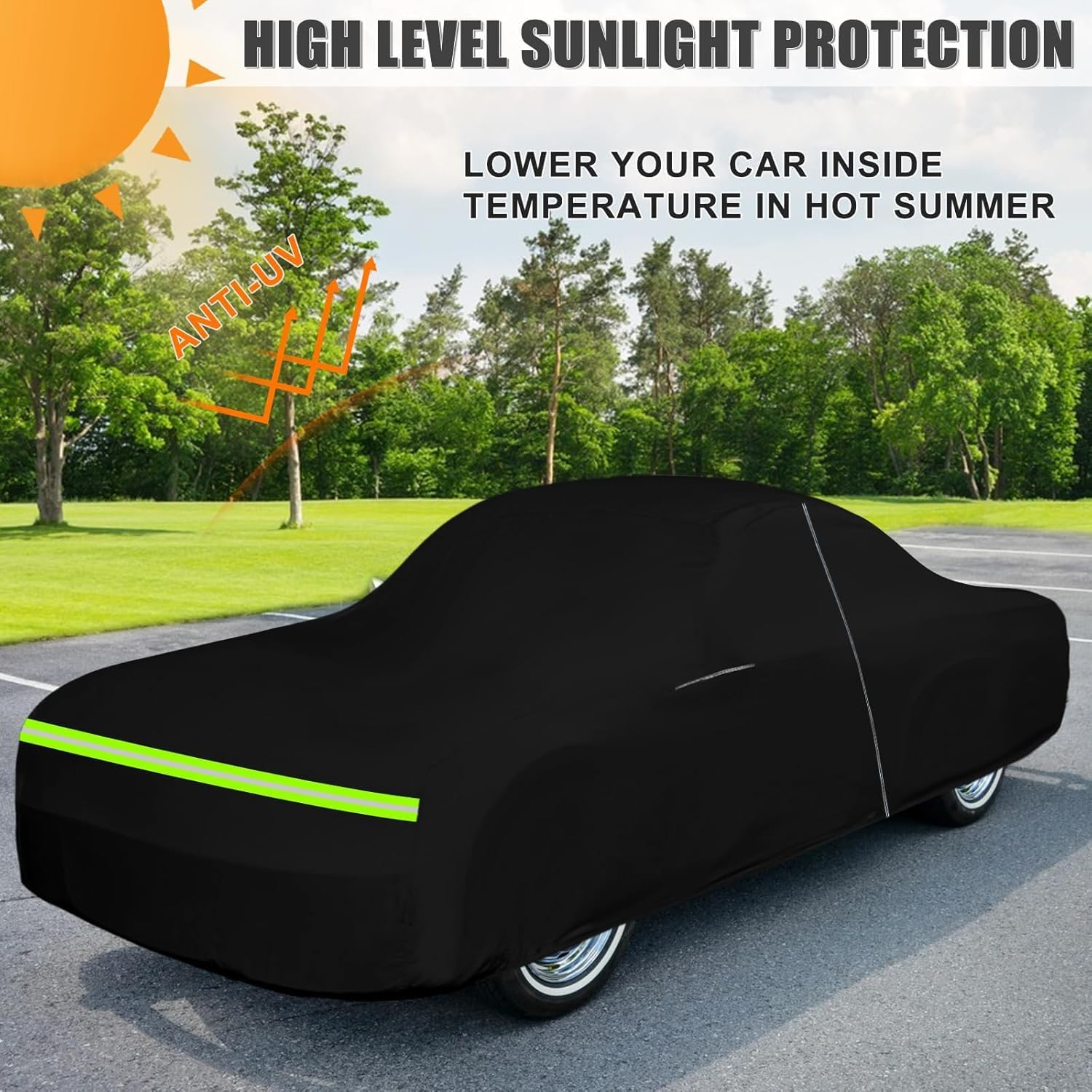 SAPUBK Waterproof Car Cover Compatible with 1955-1974 Volkswagen Karmann GHIA Coupe Accessories, 210T All Weather Car Covers with Zipper&Lock for Car Dust Snow Rain Hail Protection image number 2