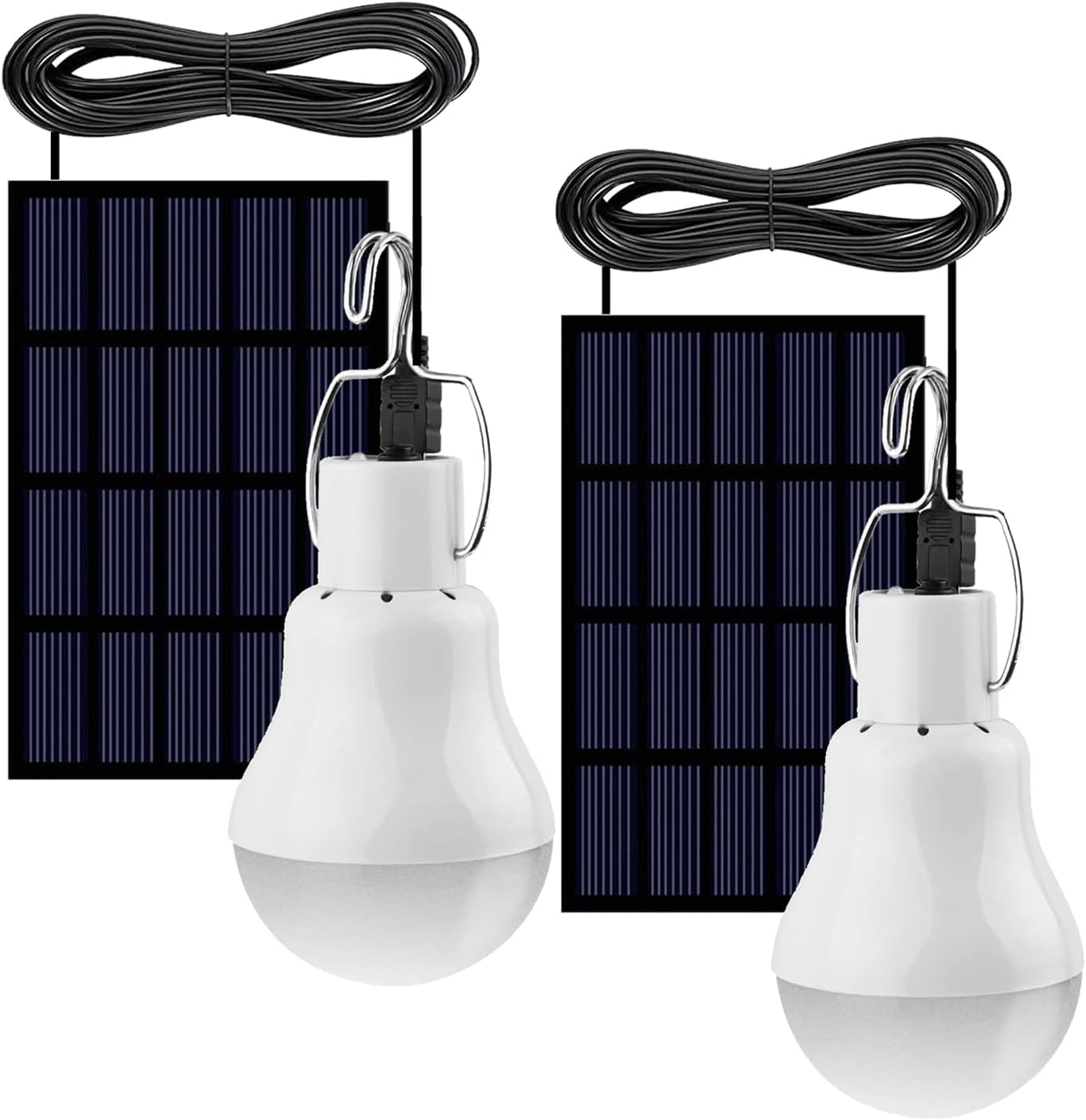 FLRONGSUN Solar Light Bulb Portable 350LM Solar Powered Camping Light Led Lantern Outdoor for Lamp Light Hiking Fishing Tent Indoor Shed Chicken Coop Hurricane Emergency with USB Chargeable(Pack of 2)