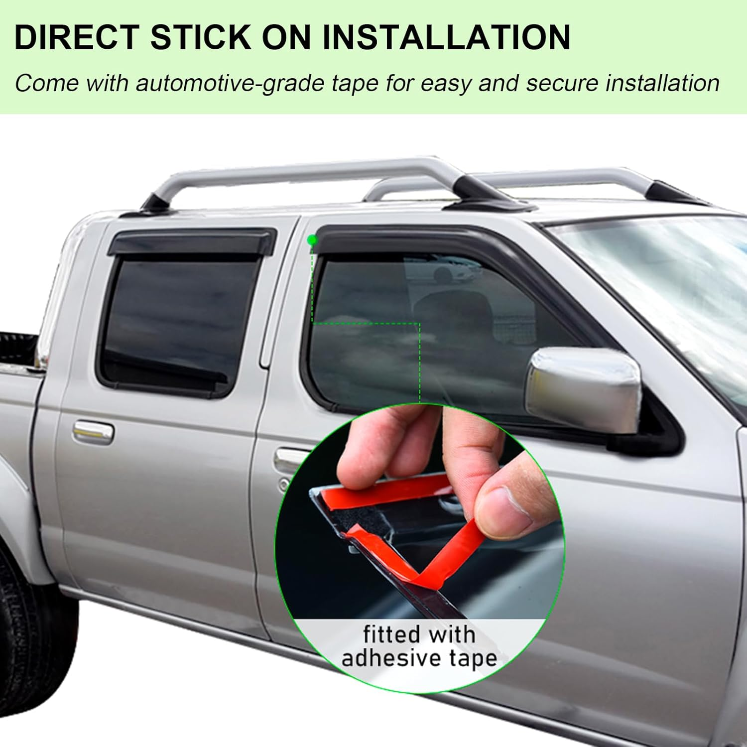 SUERAUTO4X4 Weather Shields for Nissan Navara D22 1997-2015 Dual Cab Accessories, Weathershields Car Wind Deflectors Window Visors Rain Guard Exterior, Injection Tinted Black 4Pcs/Set image number 3