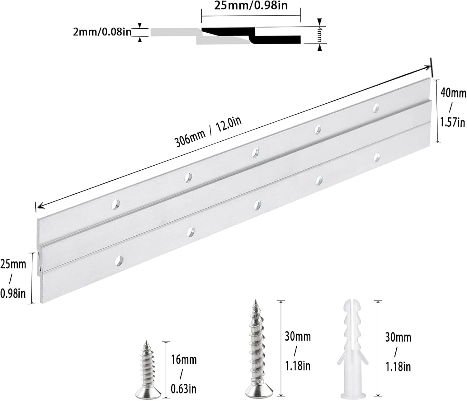 Ymaiss 6Packs 12" French Cleat Hanger Heavy Duty Aluminum Z Bar Clips Z-Hanger Picture Hanging Kit, Interlocking Aluminum Z Clips for Pictures, Mirrors,Frame, Whiteboard, Art, Shelf and Cabinet image number 2