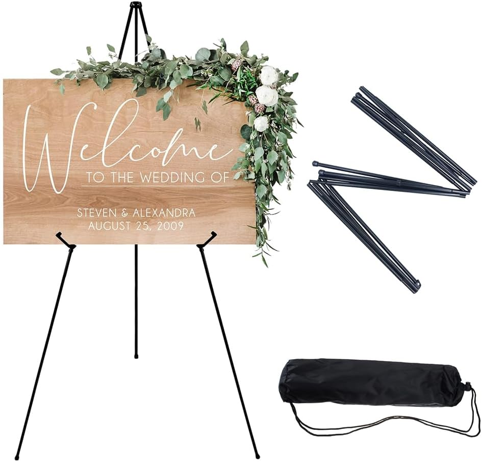 TOMVAES Art Display Easels with Adjustable Function, Portable Metal Painting Easel, Tripod Metal Display Stand for Home School Supplies Shop and Various Ceremonies 63 Inch (Black) image number 6