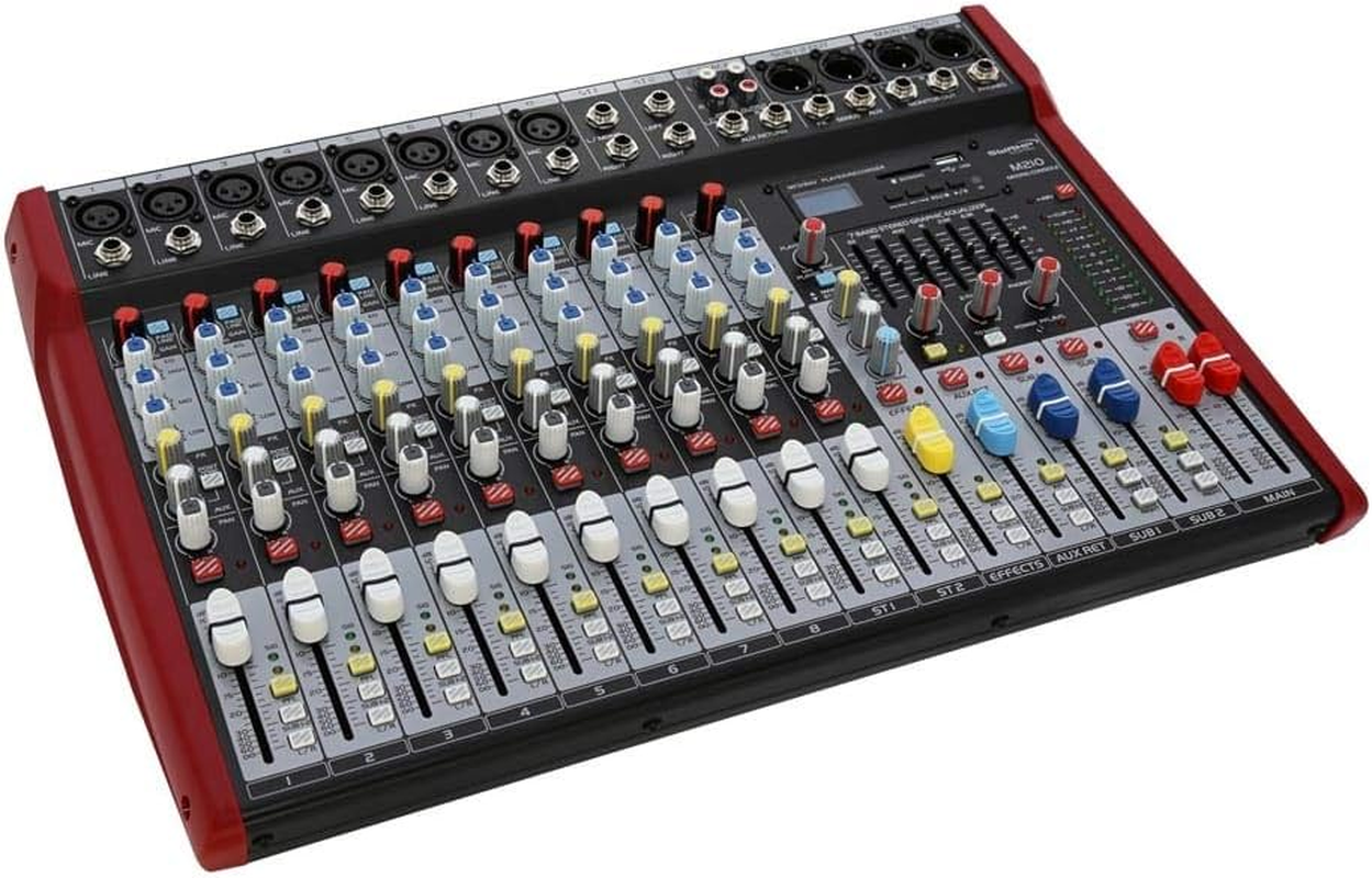SWAMP 10 Channel Mixing Desk Console 8 Preamps, FX, AUX, USB, MP3, Bluetooth image number 1