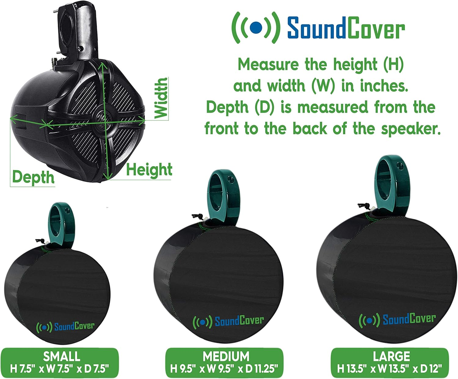 Two Sun Sand & Water Resistant Boat Speaker Covers for 6.5 Inch round and 6X9 Oval Marine ATV Wakeboard Tower Speakers - Speaker Bags Fit Boss Audio, MCM Custom Audio, Rockville Marine Speakers image number 3