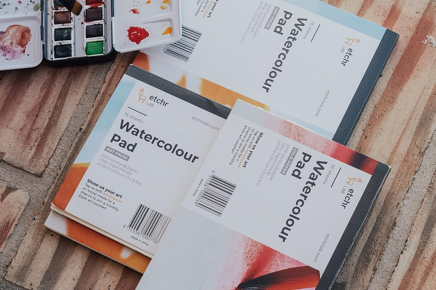 Etchr Lab A4 Hot Press Wood Pulp Watercolour Paper Block - 300 GSM (140 Lb), 16 Sheets | 100% Wood Pulp, Easy to Travel, Archival Quality for Kids and Adults, Beginner and Intermediate Artists image number 2