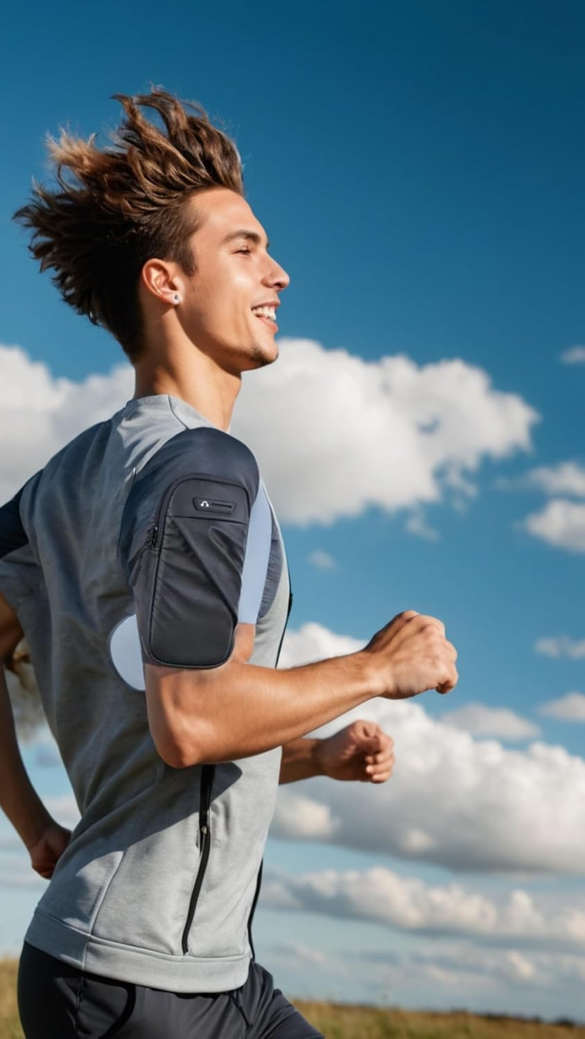 Phone Holder Armband Universal Fit for Iphone & Android | Secure Bounce-Free Workout Arm Band | for Running, Walking, Hiking, Biking | Adjustable Sweat-Resistant Strap | Black 7.2" Screen Max image number 4