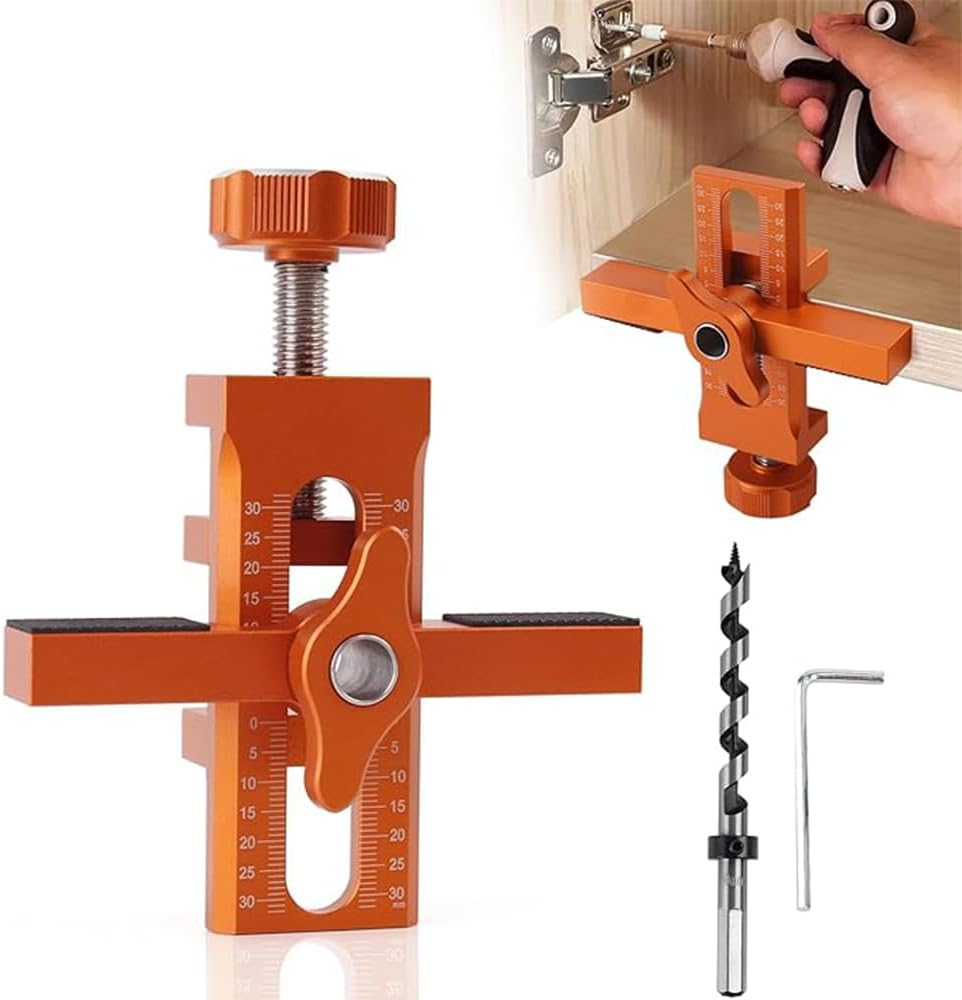 HHWRT Cabinet Door Positioning Tool, Cabinet Door Installation Positioner, Versatile Locator Pocket Hole Jig Kit, Adjustable Length Cabinet Aid Positioner, Aluminum Alloy Mounting Hardware image number 1