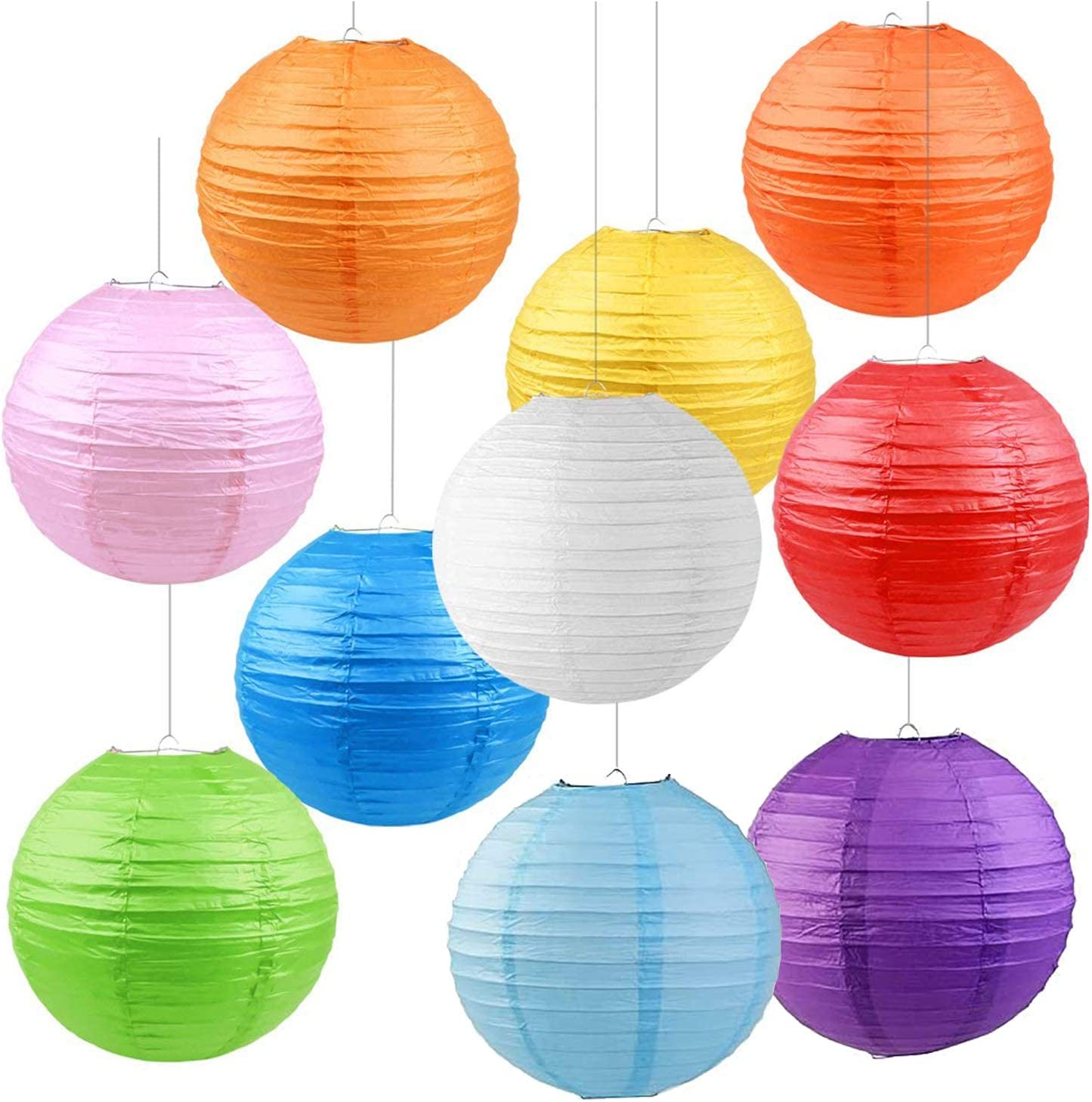 10 Packs round Paper Lanterns Decorations - 12 Inch Colorful Chinese Balloon Hanging Decorations with Assorted Rainbow Colors for Birthday Wedding Baby Shower Home Decor Ceiling Party Supplies image number 4