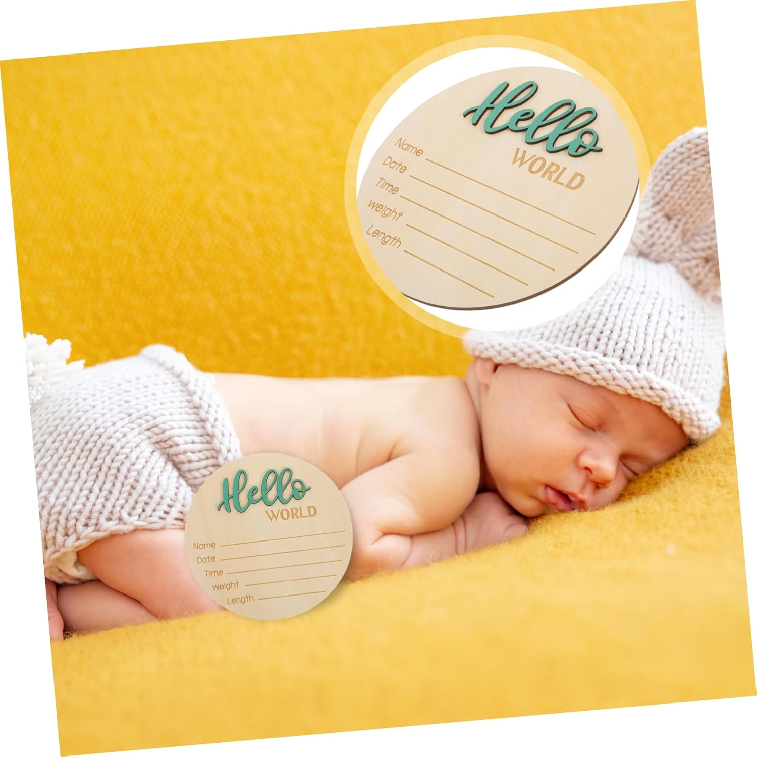 Birth Announcement Sign Wooden Newborn Name Plate for Photography Prop round Design Safe Material for Shower Nursery Decor