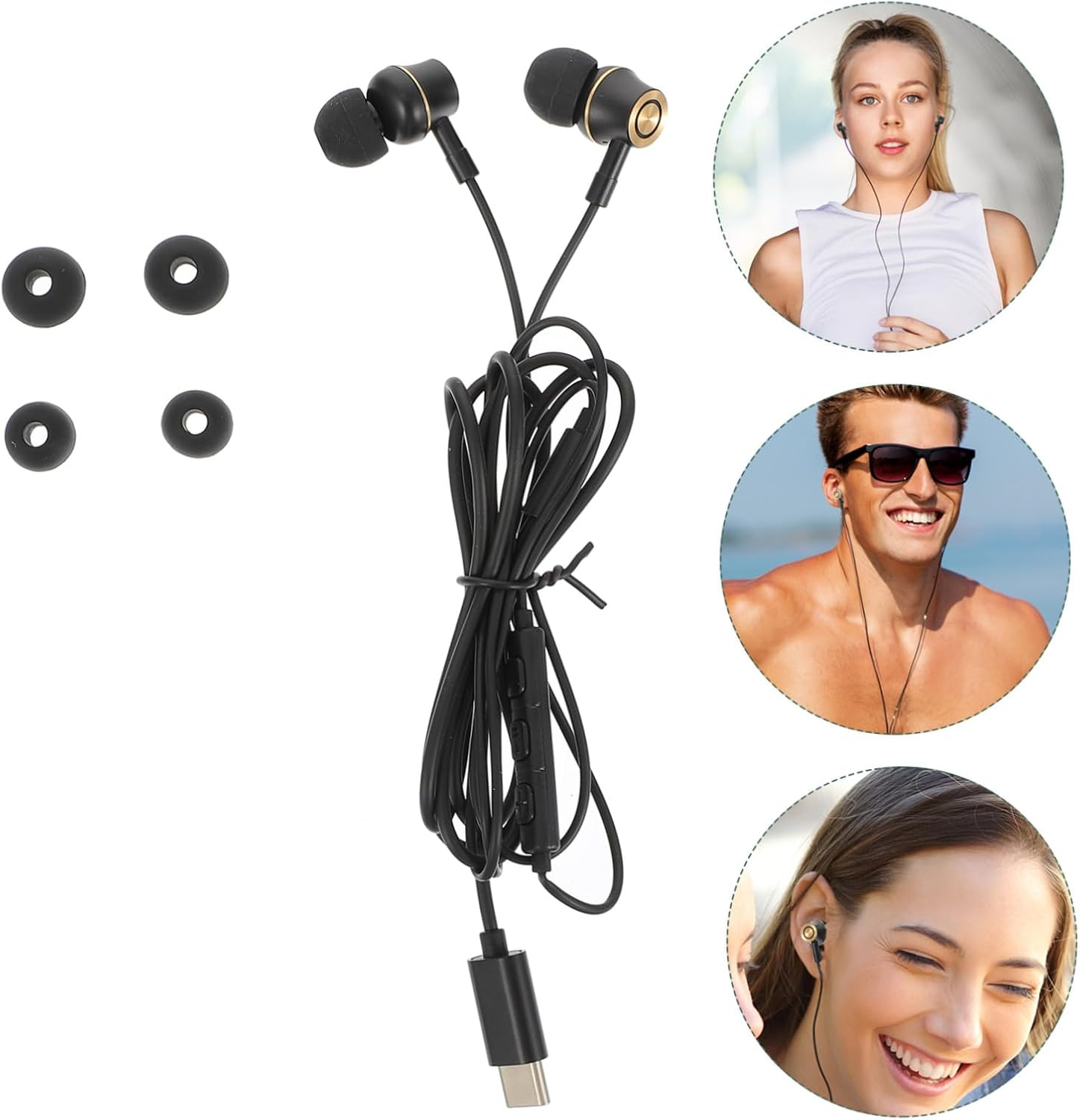 CLISPEED USB C Headphone In-Ear Noise Canceling Headset with Volume Control Ergonomic Design Compatible with Type-C Devices for Calls and Comfortable Long Wear image number 1