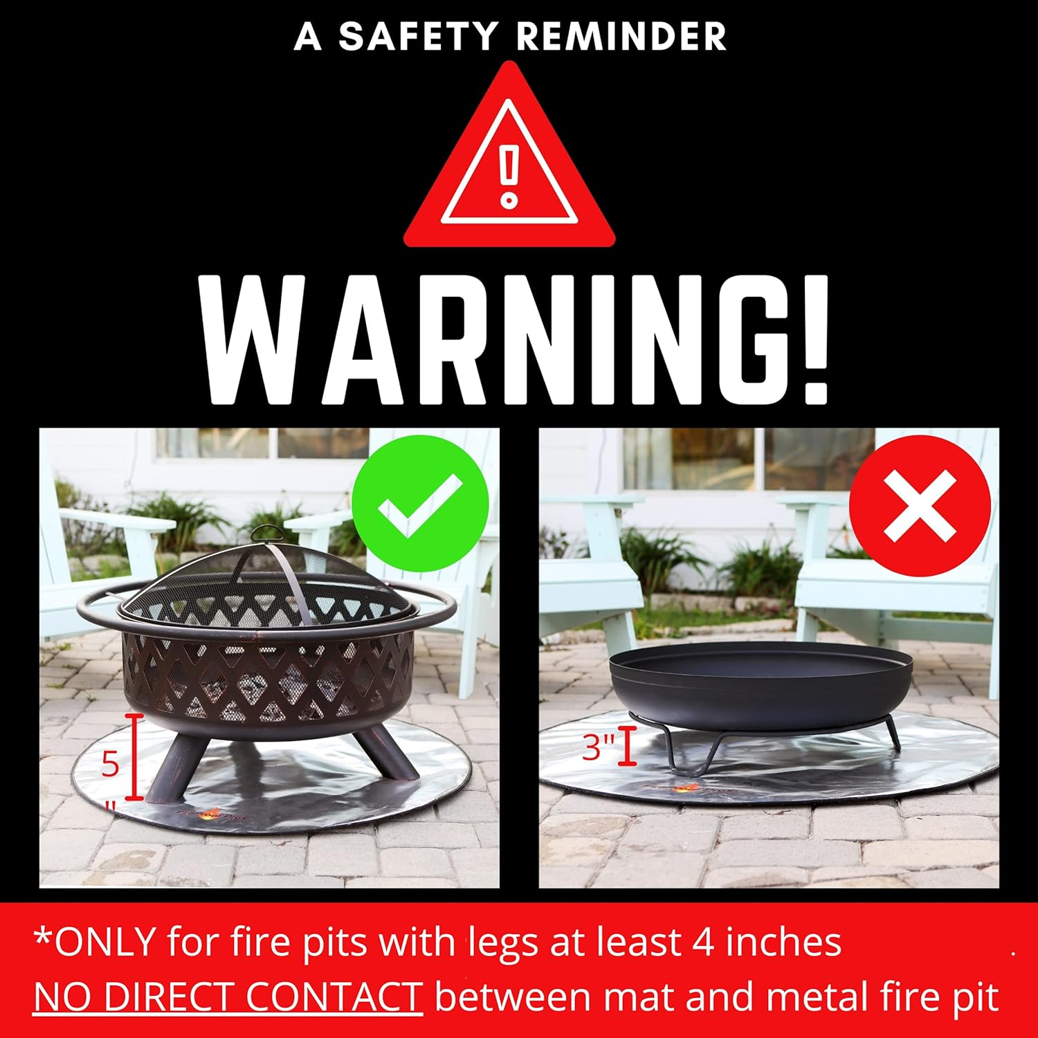 Fireproof Pros 36" Fire Pit Mat for Deck, Patio, Grass and Concrete. Thick Heat Resistant Deflector Fireproof Mat/Ember Mat. Triple Layer Fire Pit Pad, Firepit Protector, BBQ Mat for Large Fire Pit image number 6