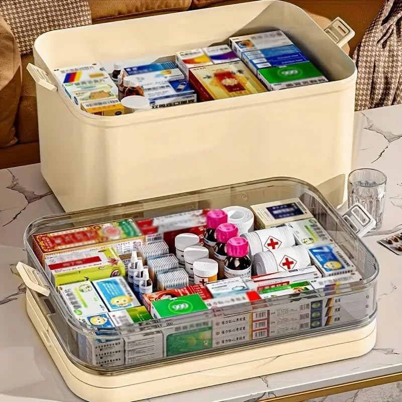 AIMALL Large Capacity Medicine Storage Box Multi-Layer First Aid Kit with Handle image number 5