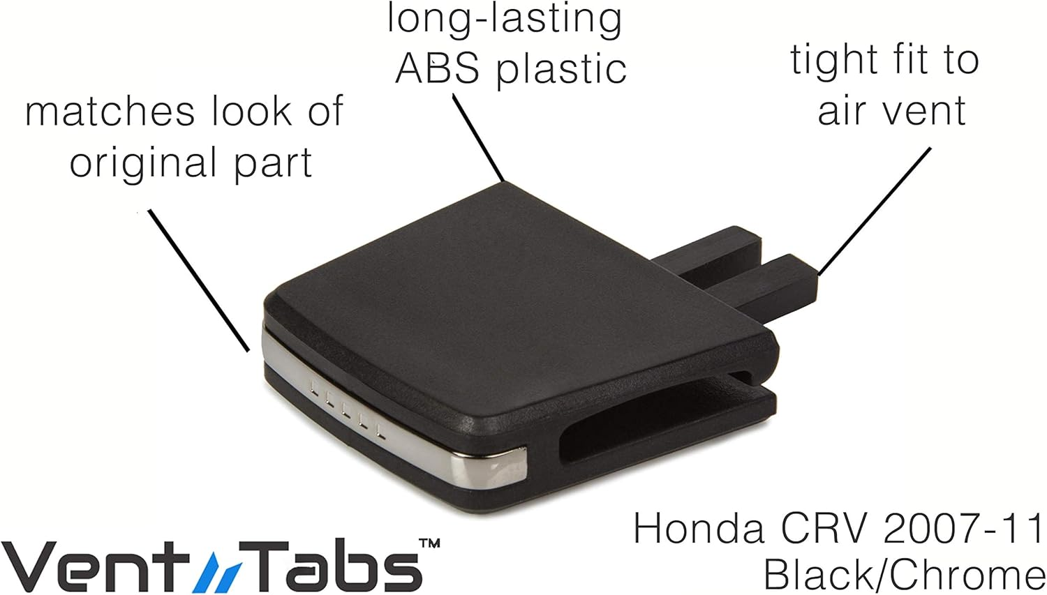 Vent Tabs Compatible/Replacement for Honda CRV 2007-2011 Front Vents|Easy Install|No Tools Required|Durable Black ABS W Chrome|Air Outlet Vent Clip image number 2