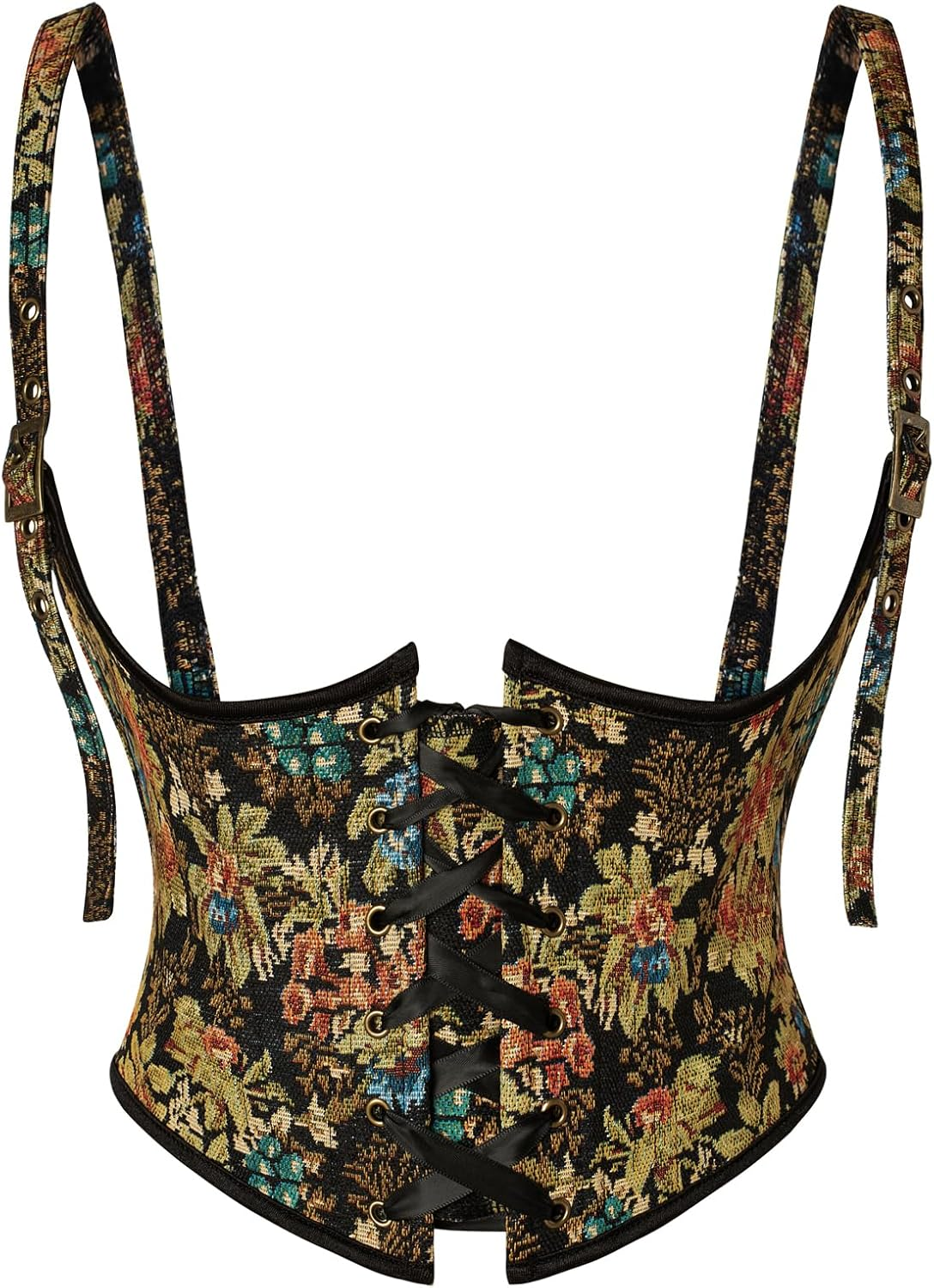 Scarlet Darkness Corset Belt for Women Floral Lace up Boned Underbust Corset Waist Belts image number 2