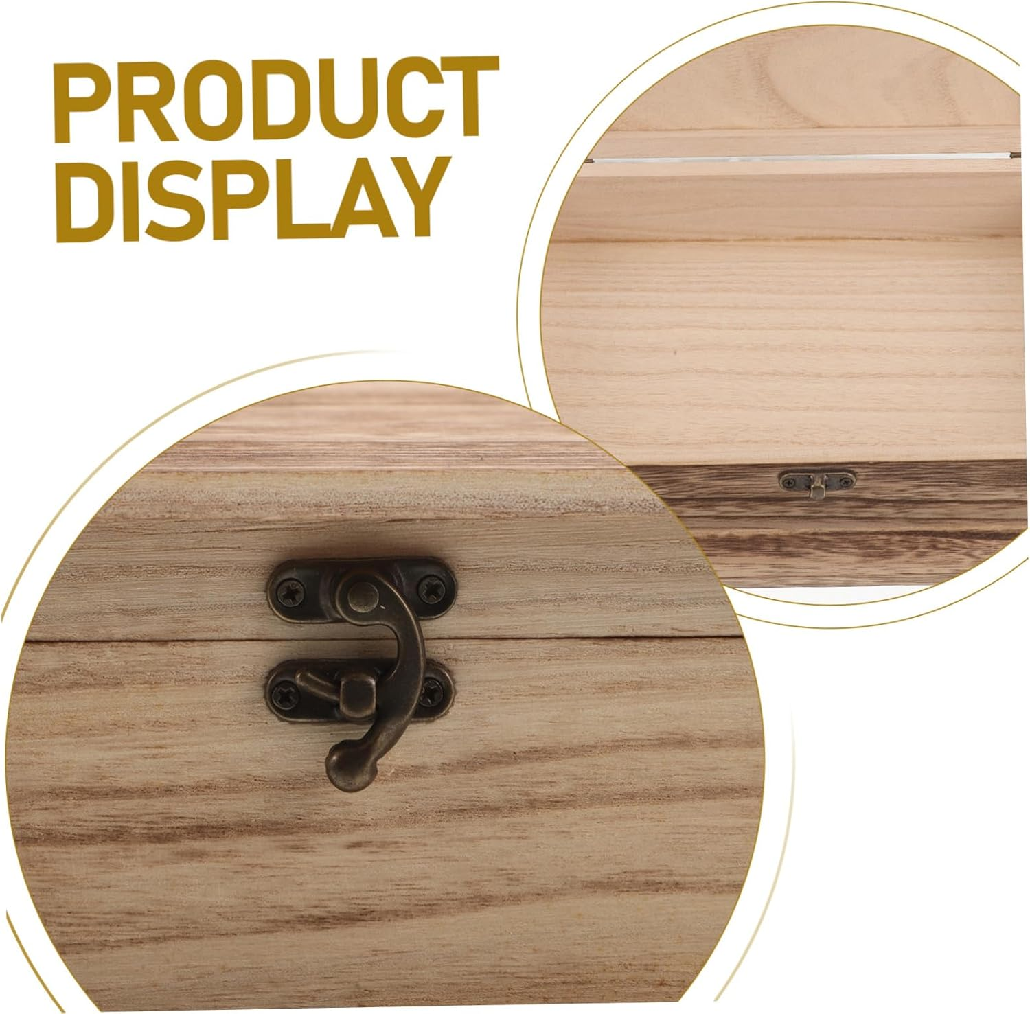 2Pcs Classic Book Shape Wood Trinket Case Lock Large Jewelry Box for Cards Storage Natural Wood Decor