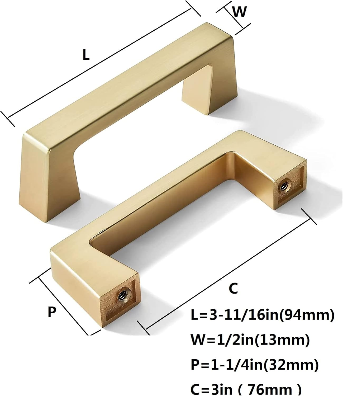Khtumeware 10 Pack 3 Inch(76Mm) Kitchen Cabinet Handles Brushed Gold,Brushed Brass Cabinet Pulls Kitchen Cabinet Hardware, Furniture Pulls for Bathroom Cupboard Drawer Handles Dresser Pulls