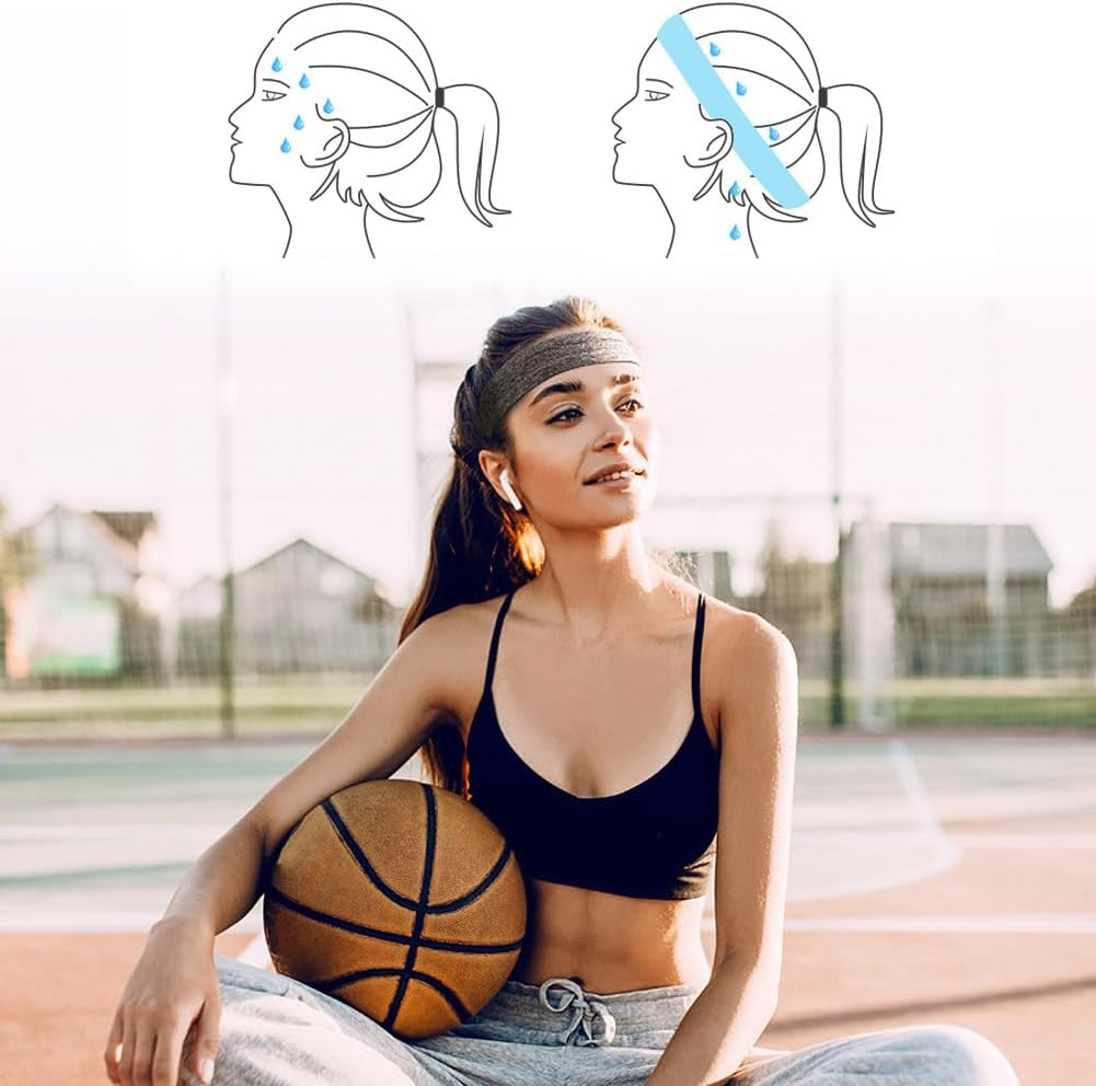 6 Pack Elastic Wavy Spring Wave Hair Band, Multi-Style Black Non-Slip Metal Hair Hoop, Unisex Headband Slicked Back Sports Hairband for Women Men image number 6