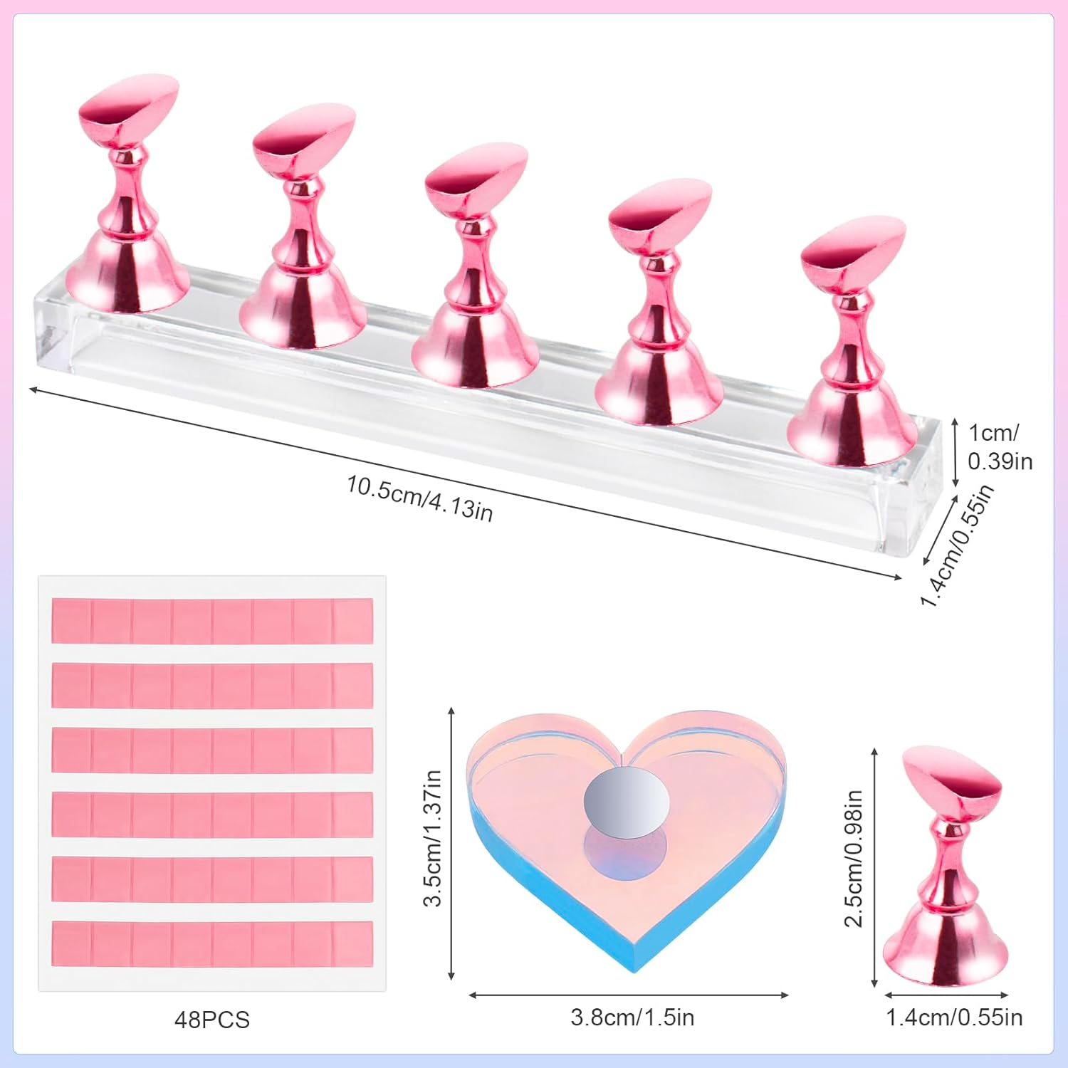 Nail Stand for Press Ons, Magnetic Fake Nail Holder for Painting Nails,Nail Stands for Nail Art with Reusable Putty Home Salon DIY Display Supplies (A-Pink) image number 1