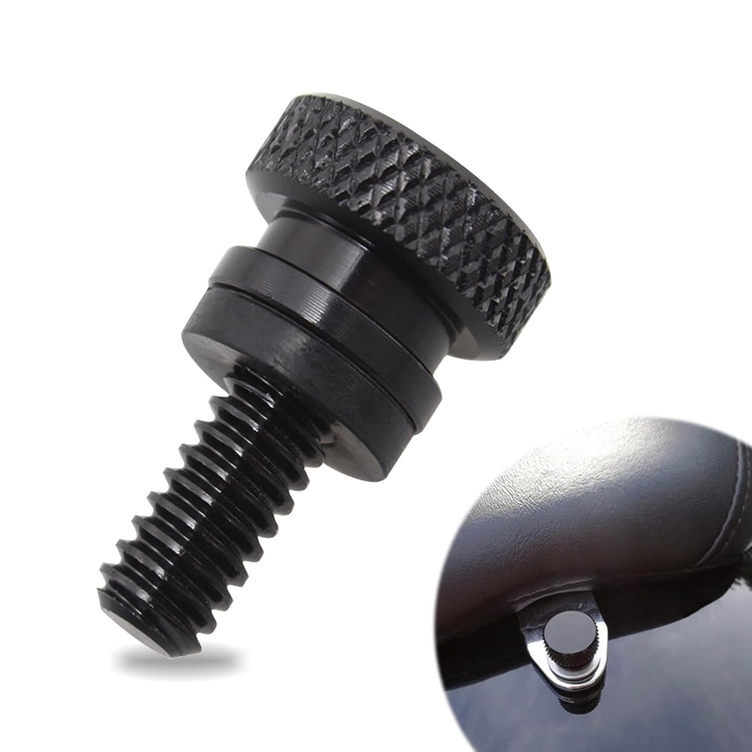 Pack of 1 Seat Screw, Motorcycle Modification Accessories, Knurled Fender Seat Bolt, Compatible with Harley Davidson (Black)