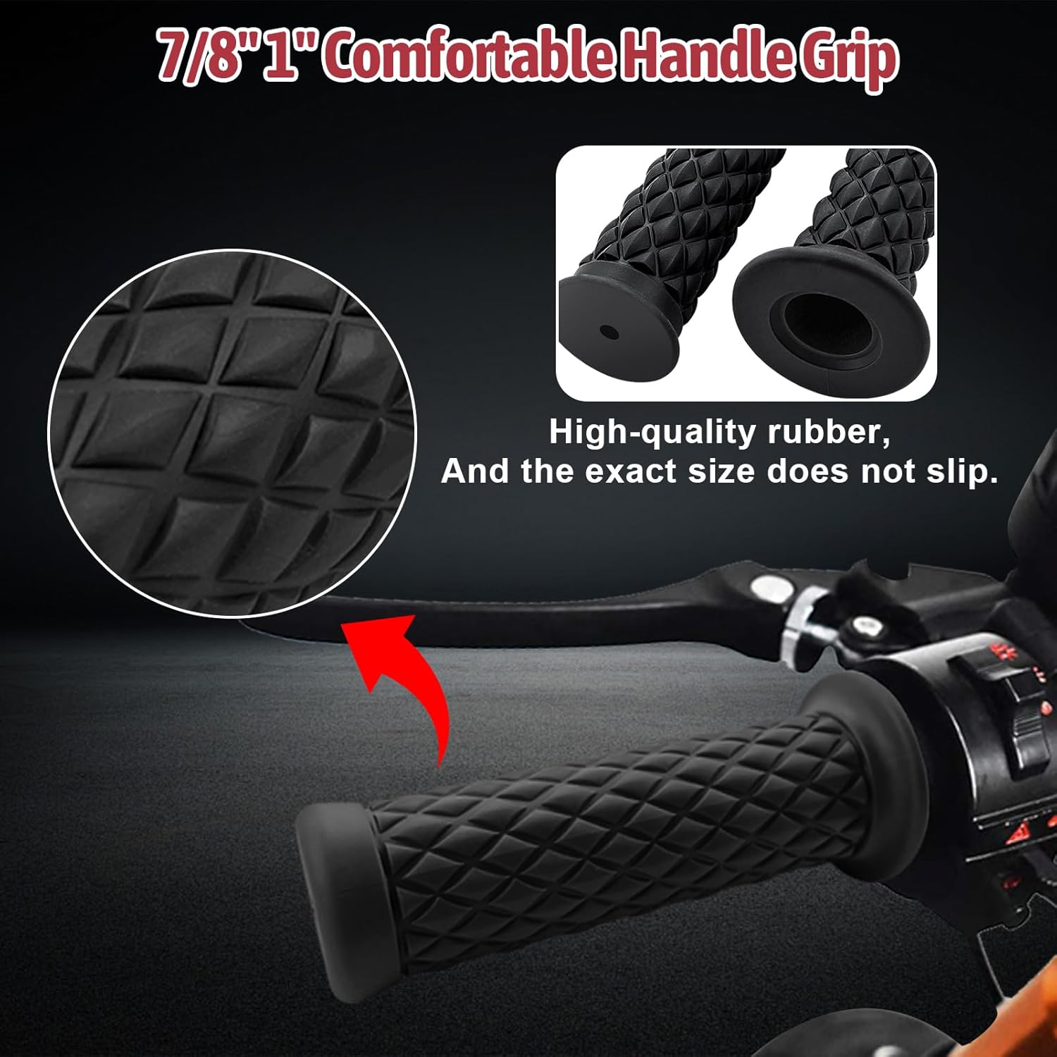 Motorcycle Retro Comfortable Hand Handlebar 7/8" 22Mm 1" 24Mm Non Slip Rubber Handle Grips for Kawasaki Honda Yamaha image number 5