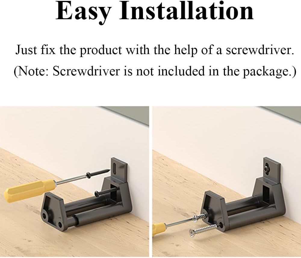 2 Pack Barn Door Guides, Adjustable Sliding Barn Door Floor Guide Wall Mounted Plastic Door Floor Guard with Screws - Black image number 4