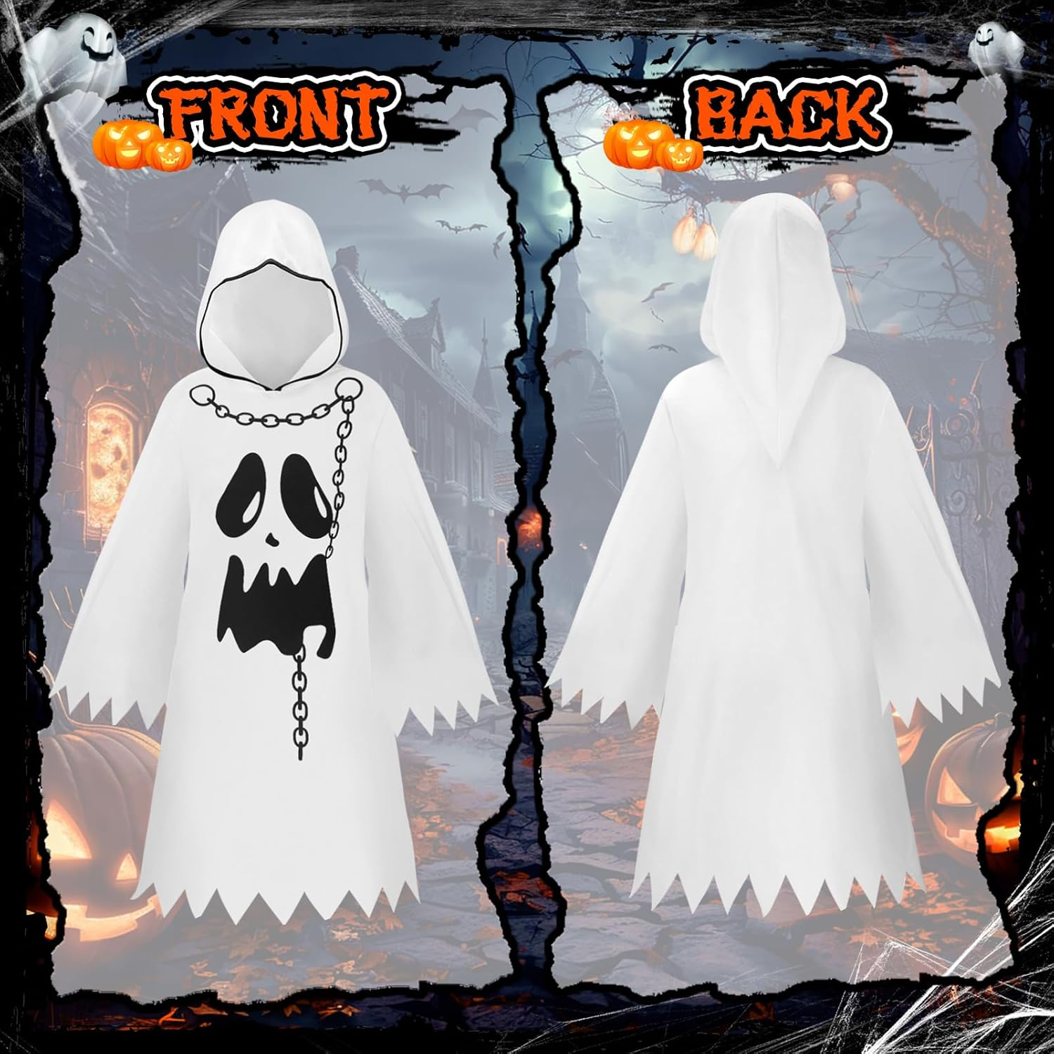 Ghost Costume Halloween Children: Boys Girls Ghost Costume with Handbag - Halloween Costume Ghost for Carnival Fancy Cosplay Party image number 3