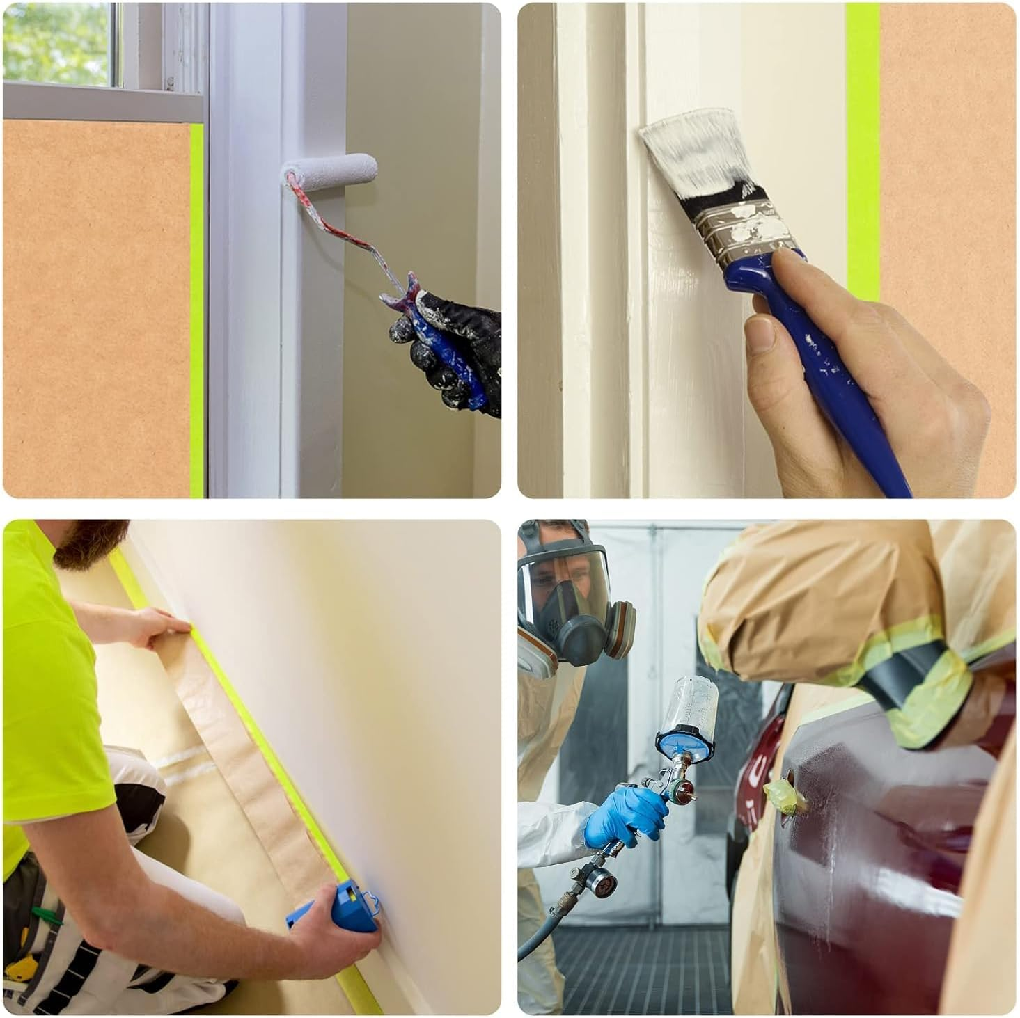 Pre-Taped Masking Paper for Painting - 45CM*15M Tape and Drape Painters Paper, Paint Adhesive Protective Paper Roll for Covering Skirting, Frames, Cars and Auto Body (3) image number 1