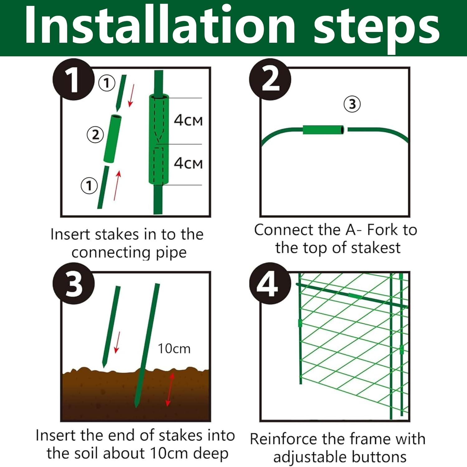 Codree 2 Packs Garden Cucumber Trellis for Plant- 47 X 47 Inch Metal Arch Melon Trellis for Raised Bed- Foldable Tunnel Trellis with Climbing Net Clips for Growing Vine Vegetable - 2Pcs-47X47Inch image number 3