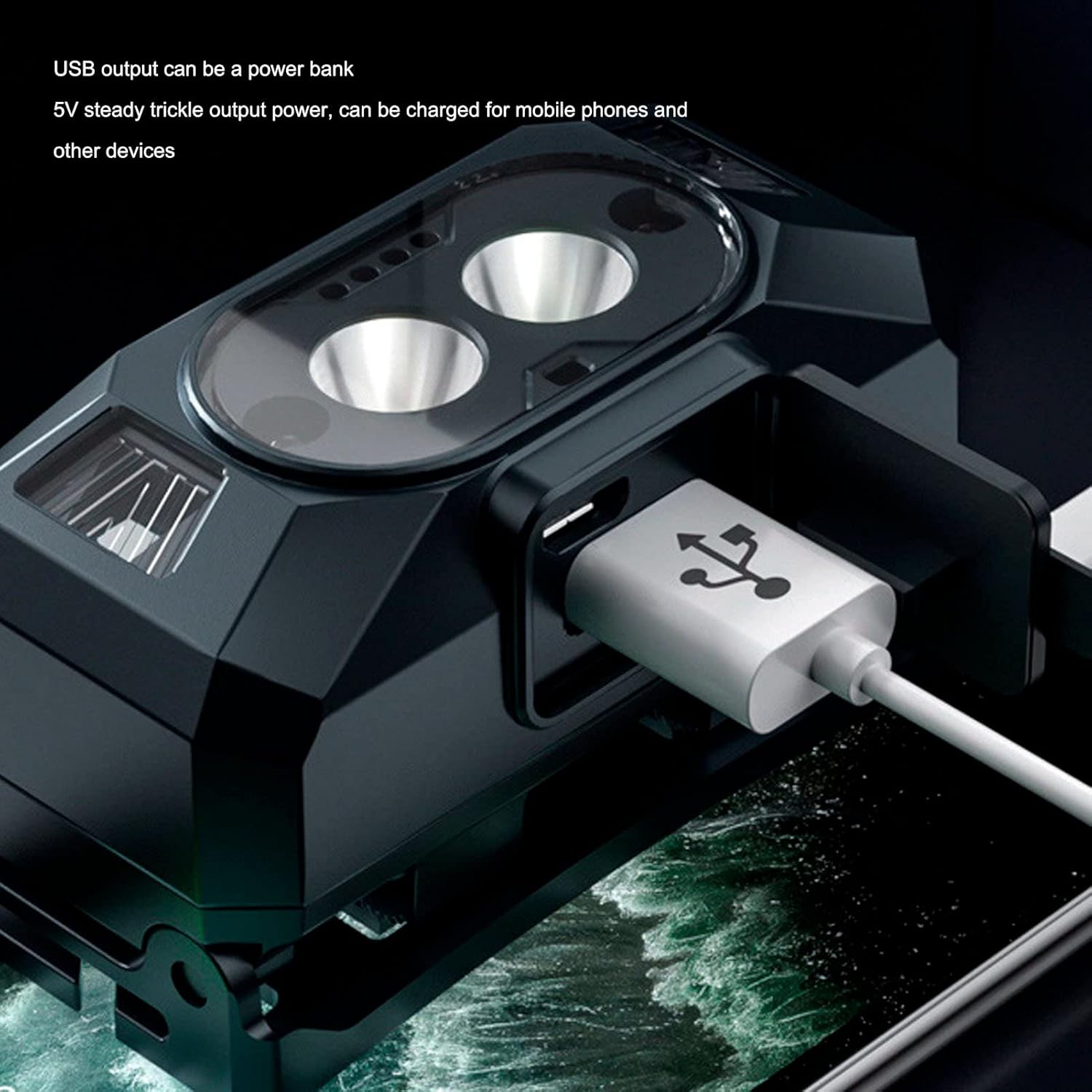 LED Sensor Headlamp Three Color Light Source Rechargeable Outdoor Strong Light Headlamp Running Camping ABS Headlamp White Warm Red Light image number 4