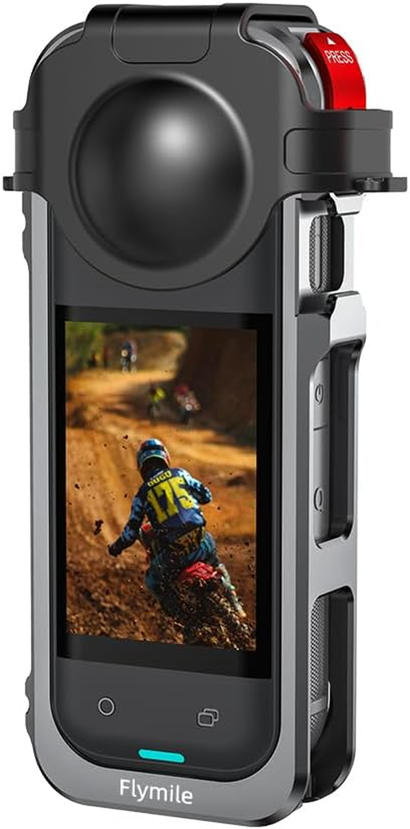 Insta360 X5 Cage, Aluminium Utility Frame for Insta360 X5, Protective Cage with Silicone Lens Cover, Cold Shoe Interface with 1/4" Threads Cold Shoe Mount Folding Fingers